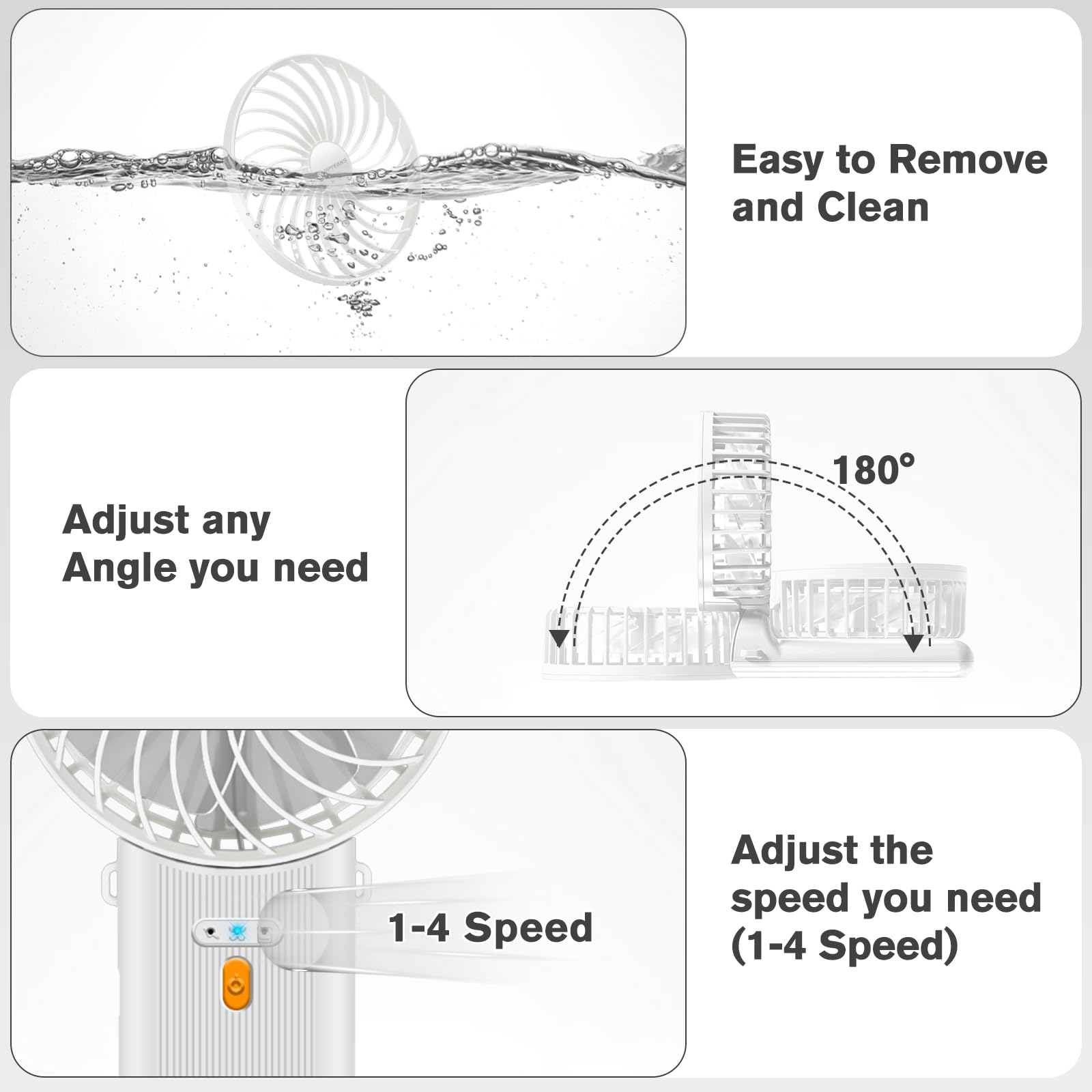 Portable 4 Speed Mini Handheld Fan,15H Cooling Cute Fan,Small Portable Personal With 180° Foldable