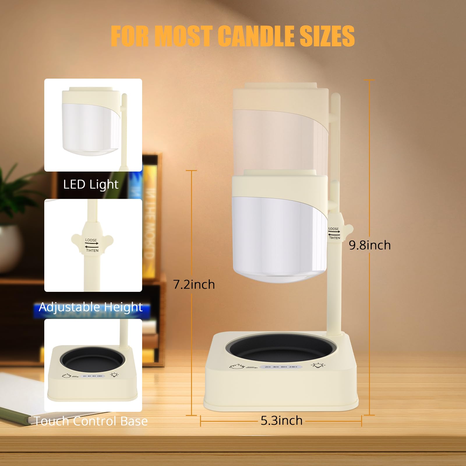 Itoncs 3 In 1 Touch Bedside Table Lamp, Wax Melt Warmer, Coffee Mug Warmer, Modern Small Lamp For Bedroom Nightstand, Electric Candle Lamp Warmer With Timer Function For Living Room, Desk, White