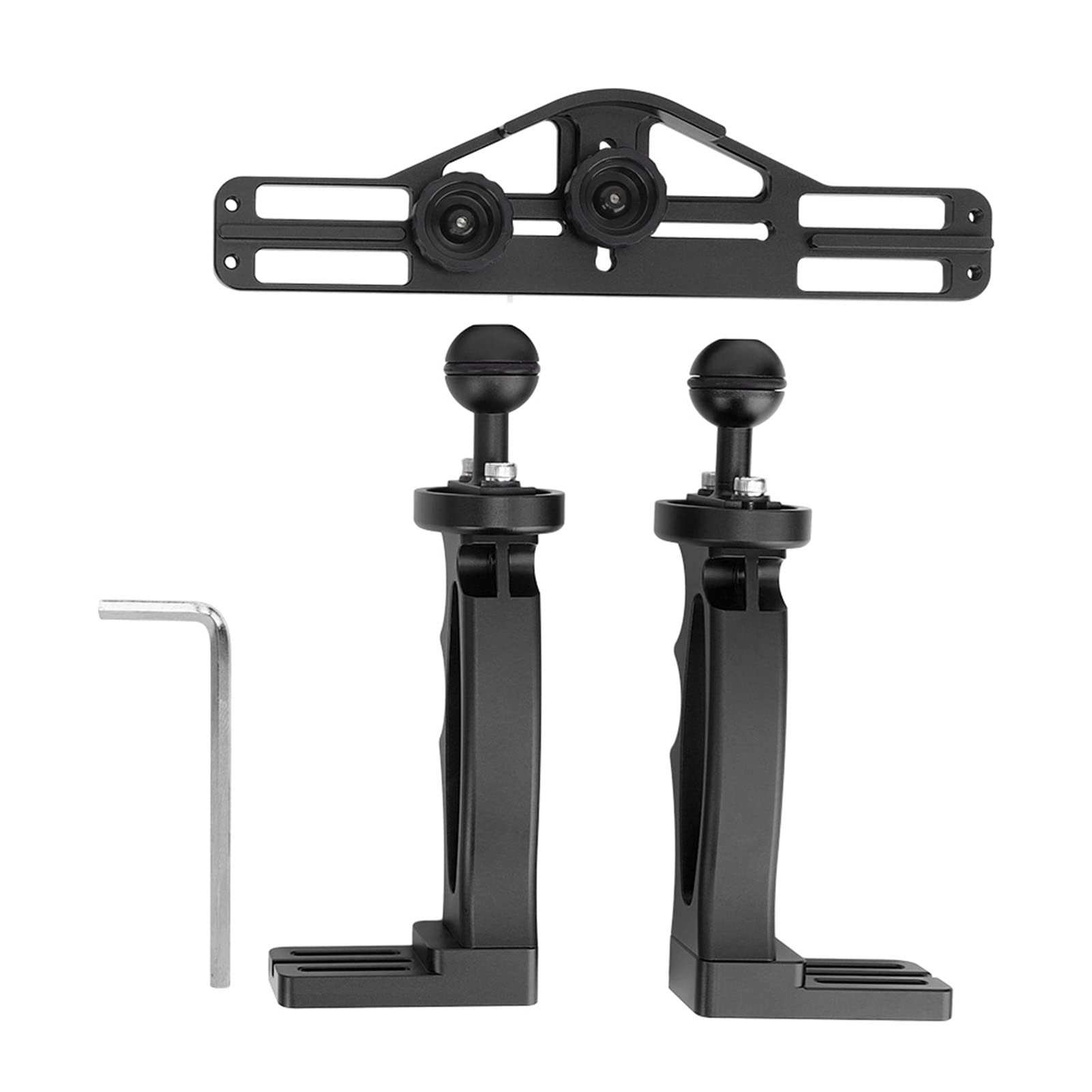 Vomeko Underwater Camera Handle Tray Bracket,Dual Handheld Hand Grip Video Stabilizer,Underwater Sports Camera Holder Stabilizer,Handheld Hand Grip Diving Flashlight Bracket