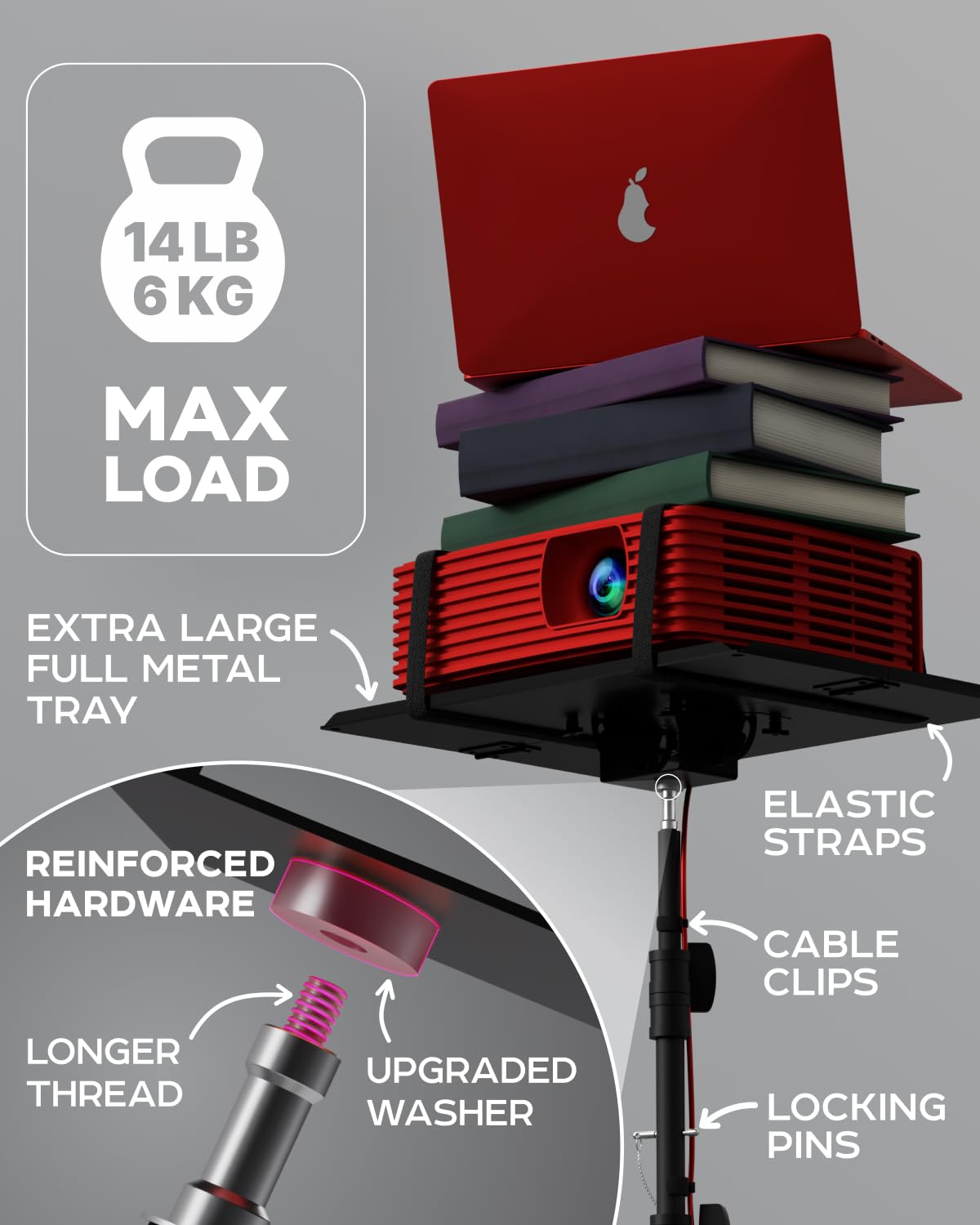 Propvue Projector Tripod Stand, Height Adjustable 26" To 59" & Floor Projector Stand, Portable Laptop, Camera & Light & Ball Head - Well-Made, Easy-To-Adjust, Dj Rack & Music Or Movie