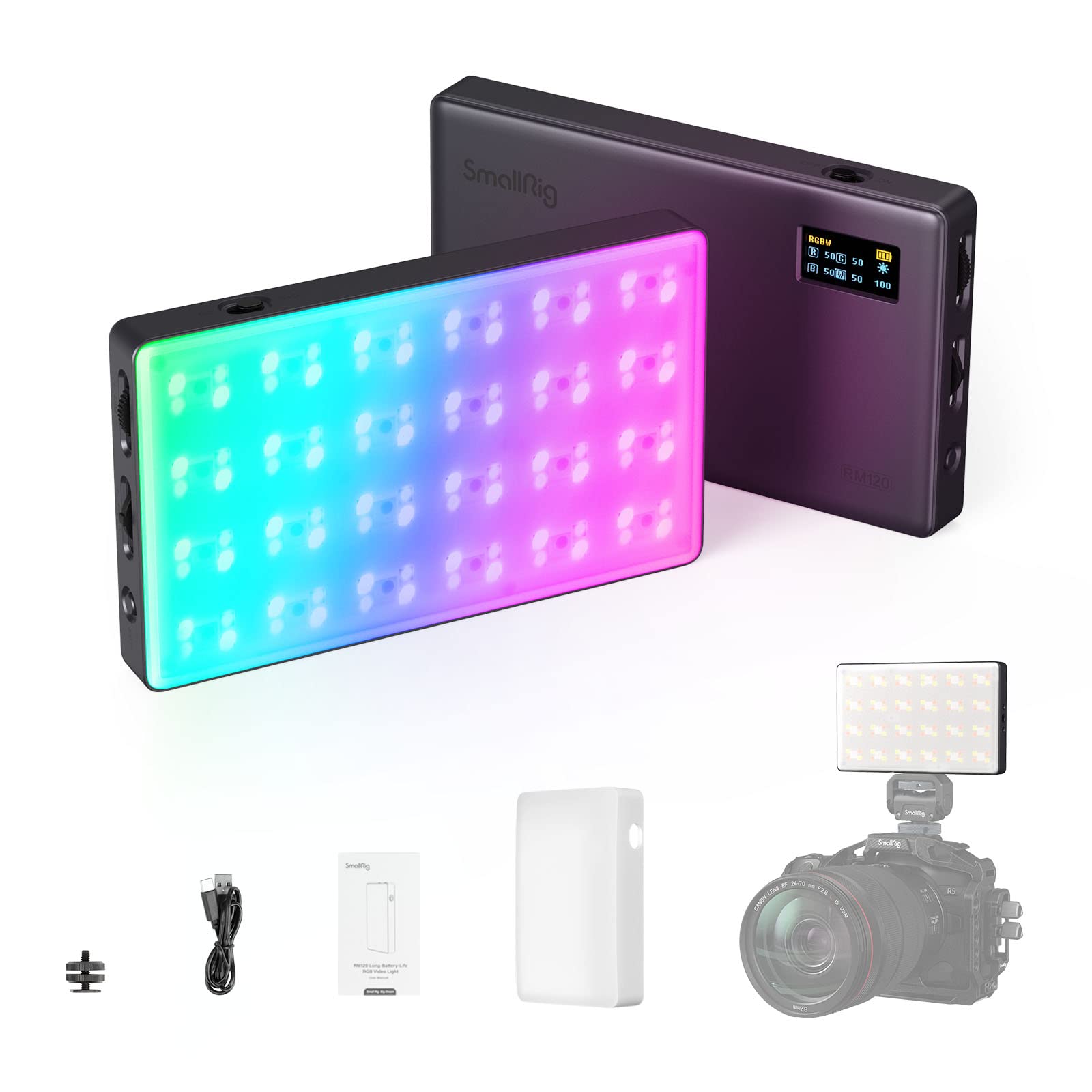 Smallrig Bundle:Rm120 Rgb Video Light 3808+Universal Phone Cage 4121