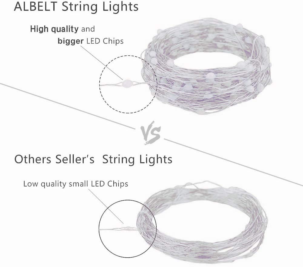 Albelt White 2-Pack Each 72Ft 200 Led Solar Lights Outdoor String (Ultra-Bright & Extra-Long), Solar Lights Outdoor Decorative, Ip65 Waterproof Copper Wire 8 Modes Solar Fairy Lights (Cool White)…