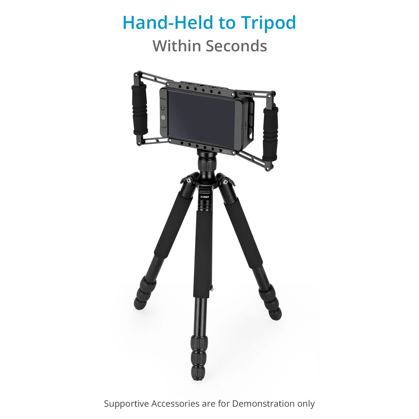 Proaim Director'S Cage For Camera Monitors. Cage Fits To Lcd Monitors From 4" To 7". Secure Support, Comfortable Handheld Shooting With Soft Grip Handle. With Battery Mounting Option (P-Dmc)