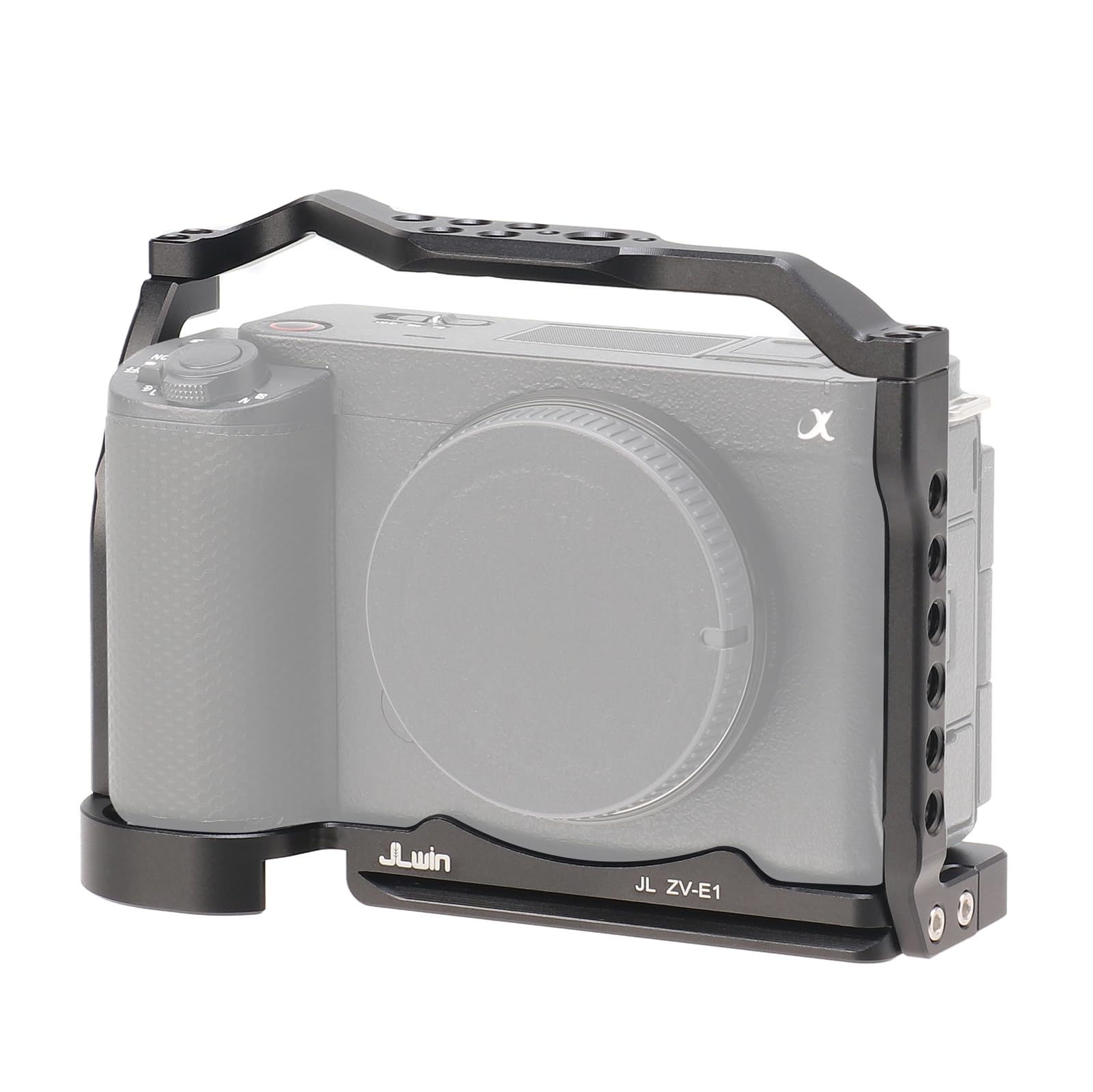 Focusfoto Camera Cage With Top Handle Kit For Sony Zv-E1 Camera, Aluminium Vlogging Stabilizer Rig With Nato Rail, 1/4"-20 Screw Mount, 3/8"-16 Locating Pin For Arri Grip, Quick Release Plate For Arca