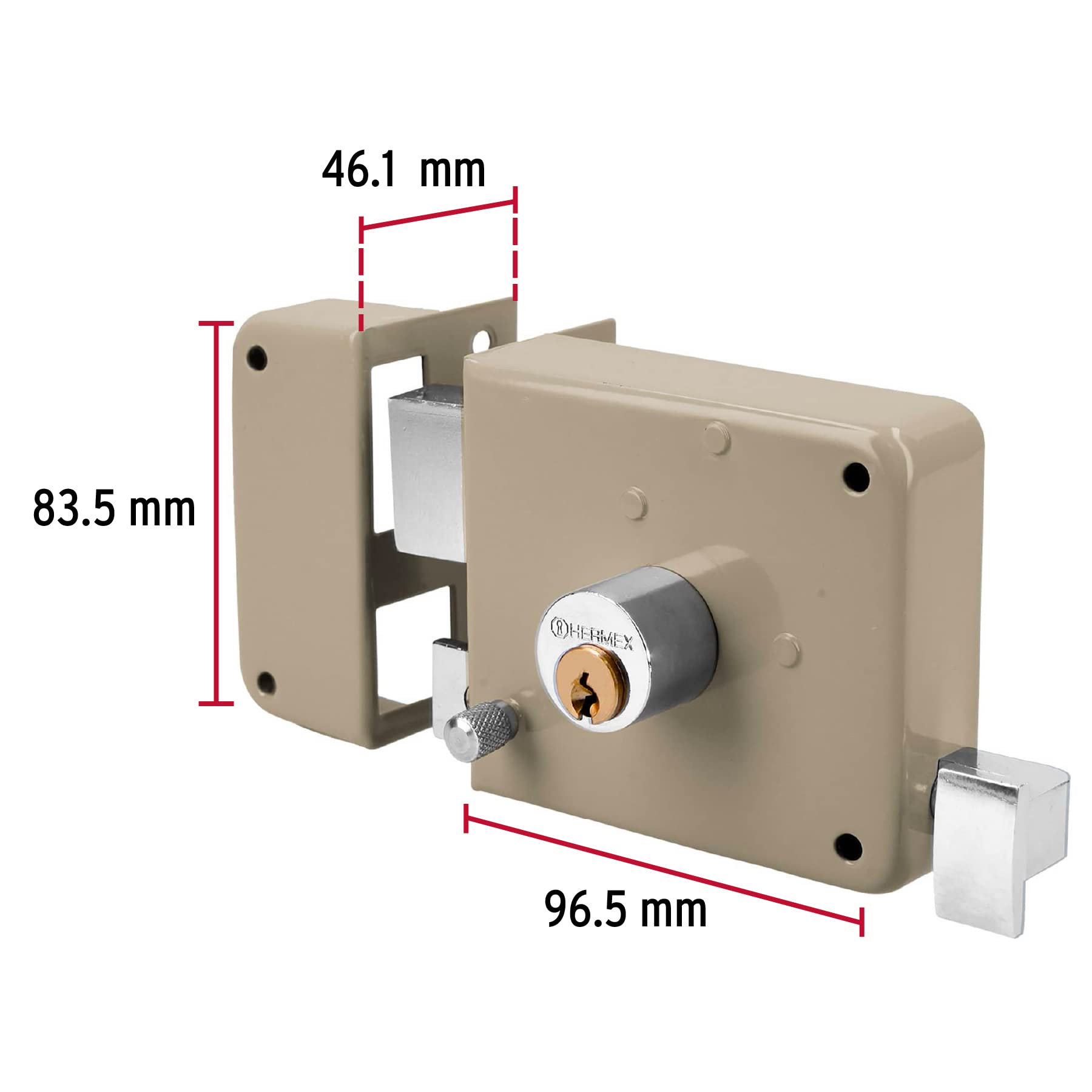 Hermex Truper 43582 / Cs-70Ib - Deadbolt, Left Rim Door Lock Set