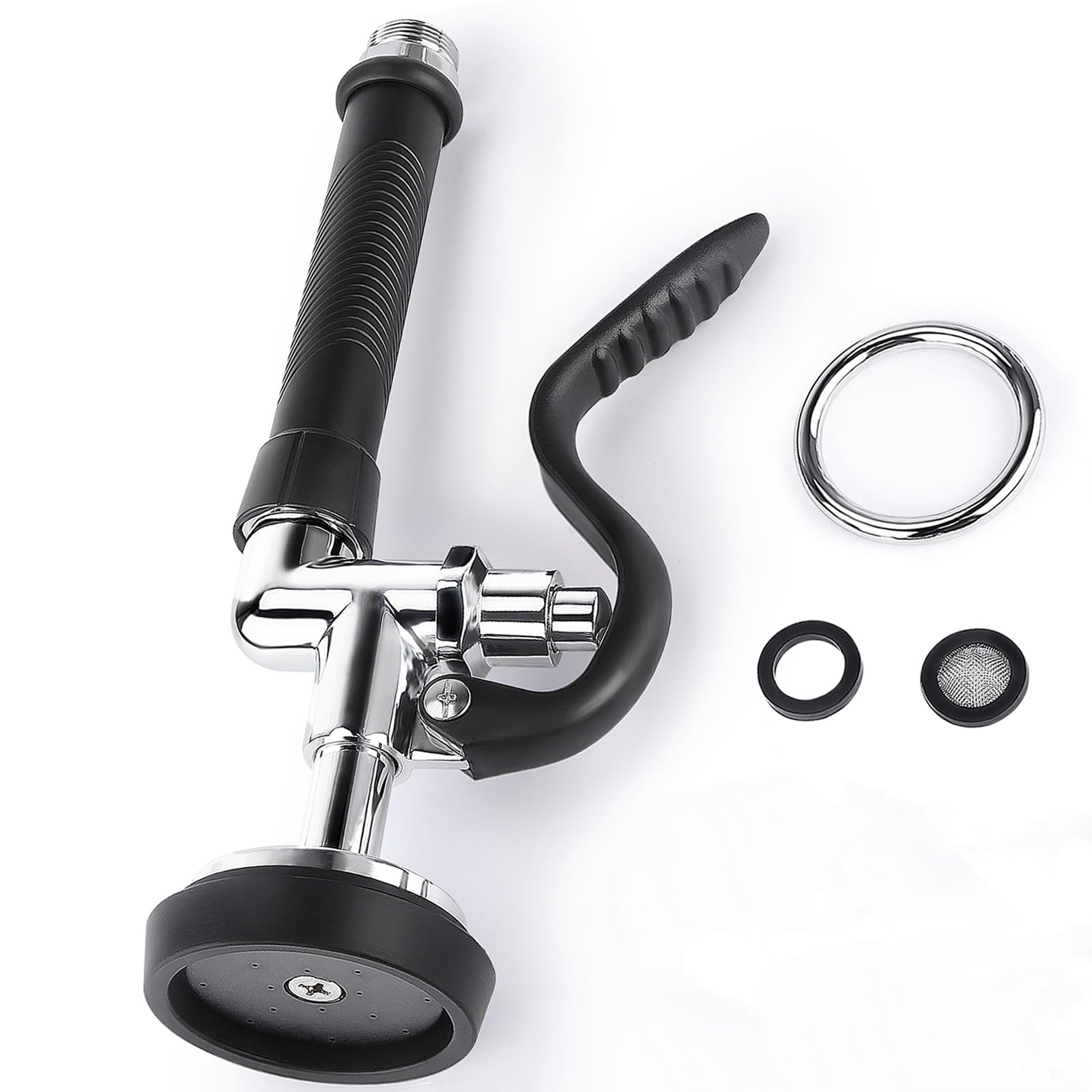 Bzimak Commercial Sink Sprayer Head, Pre Rinse Sprayer Commercial With Anti Slip Handle, High Pressure Sprayer Replacement 1.42Gpm Commercial Sprayer For Sink (Black)