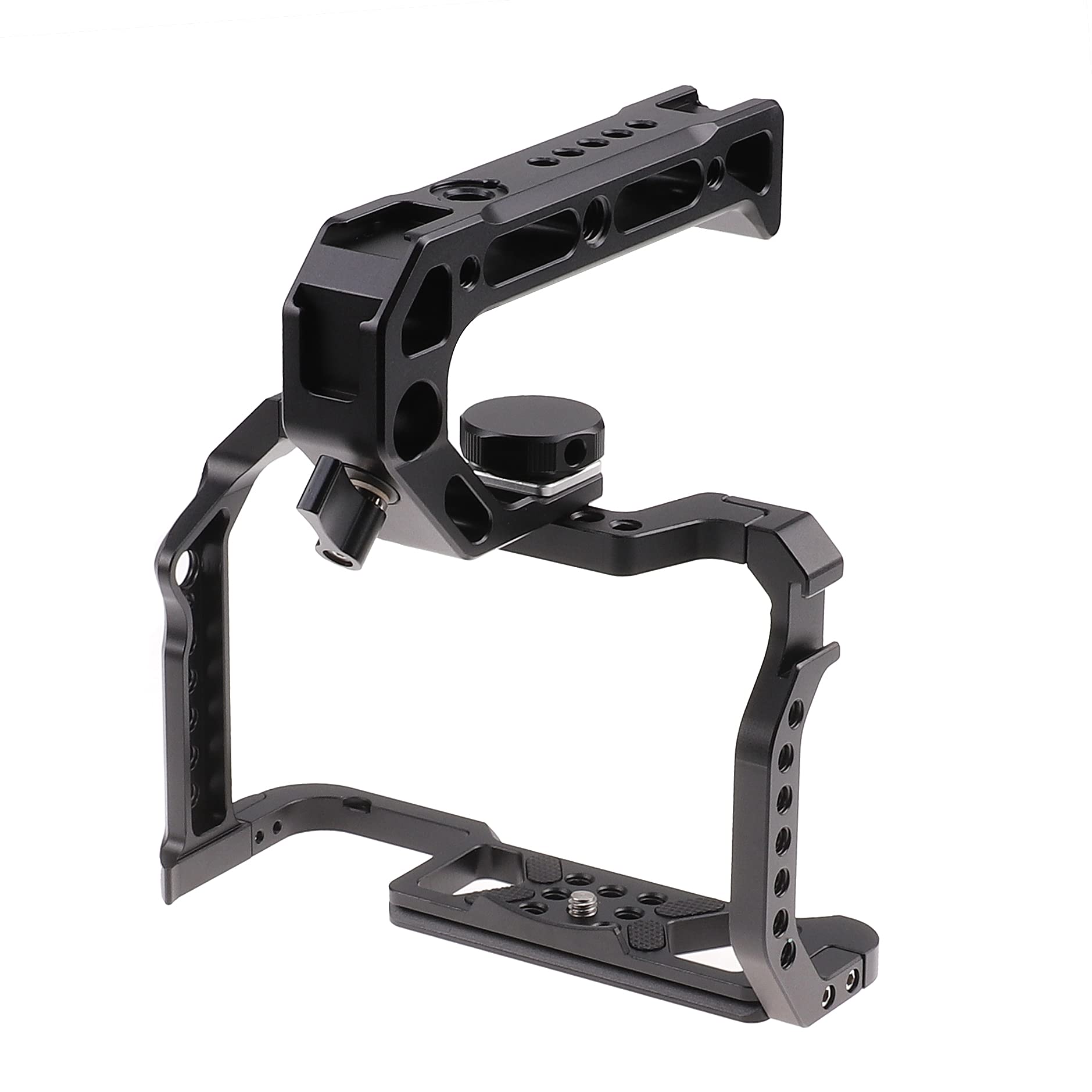 Hersmay R5 R6 Cage With Top Handle,Aluminium Alloy Camera Cage For Canon Eos R5 R6 Mirrorless Cameras, Vlogging Video Shooting Filmmaking Rig Stabilizer With 1/4" Mounting And 3/8" Arri Locating Hole