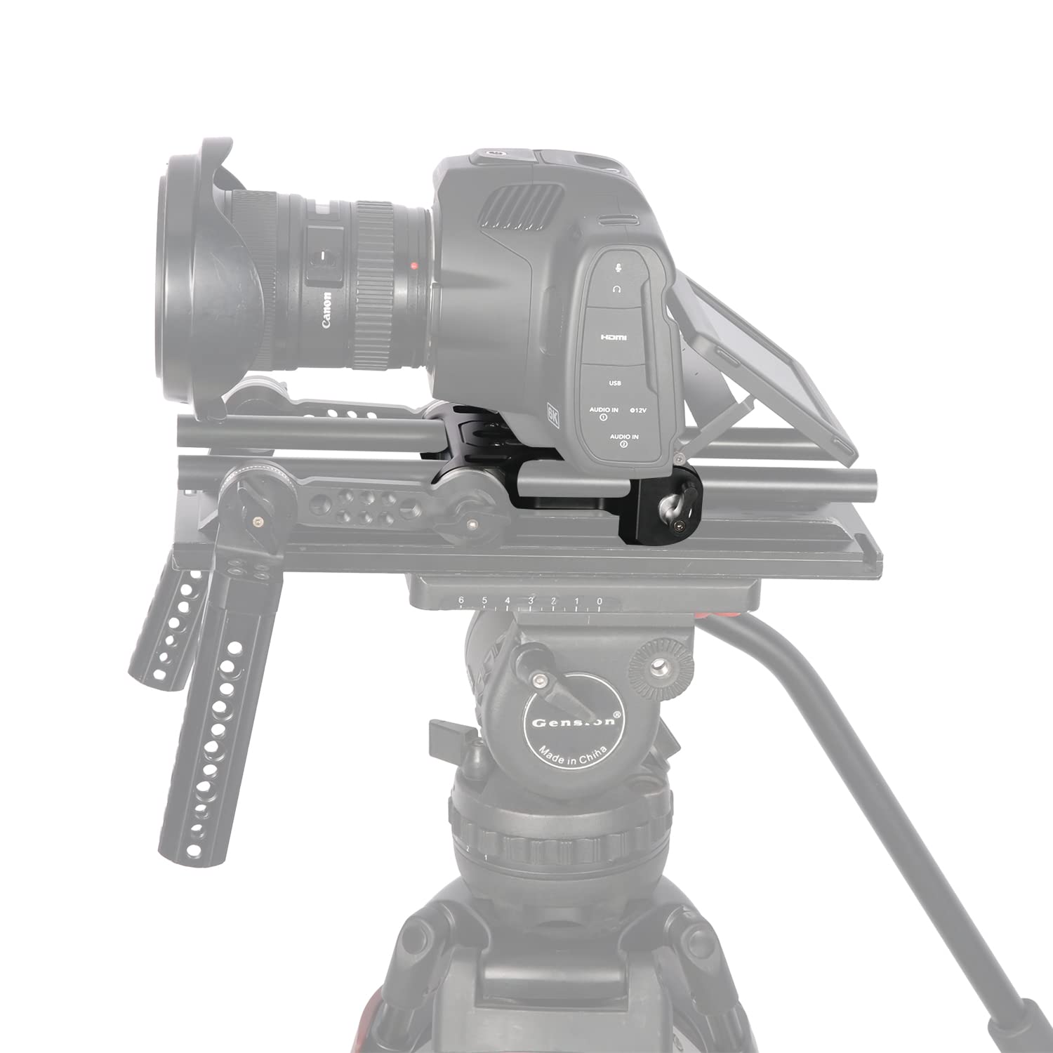 Niceyrig Rosette Mount 15Mm Rod Rail Baseplate With Dovetail Clamp For Arri Standard Bridge Plate, Applicable For Blackmagic Design Pocket Cinema Camera 6K Pro/6K G2, Cinema Camera, Camcorder - 512