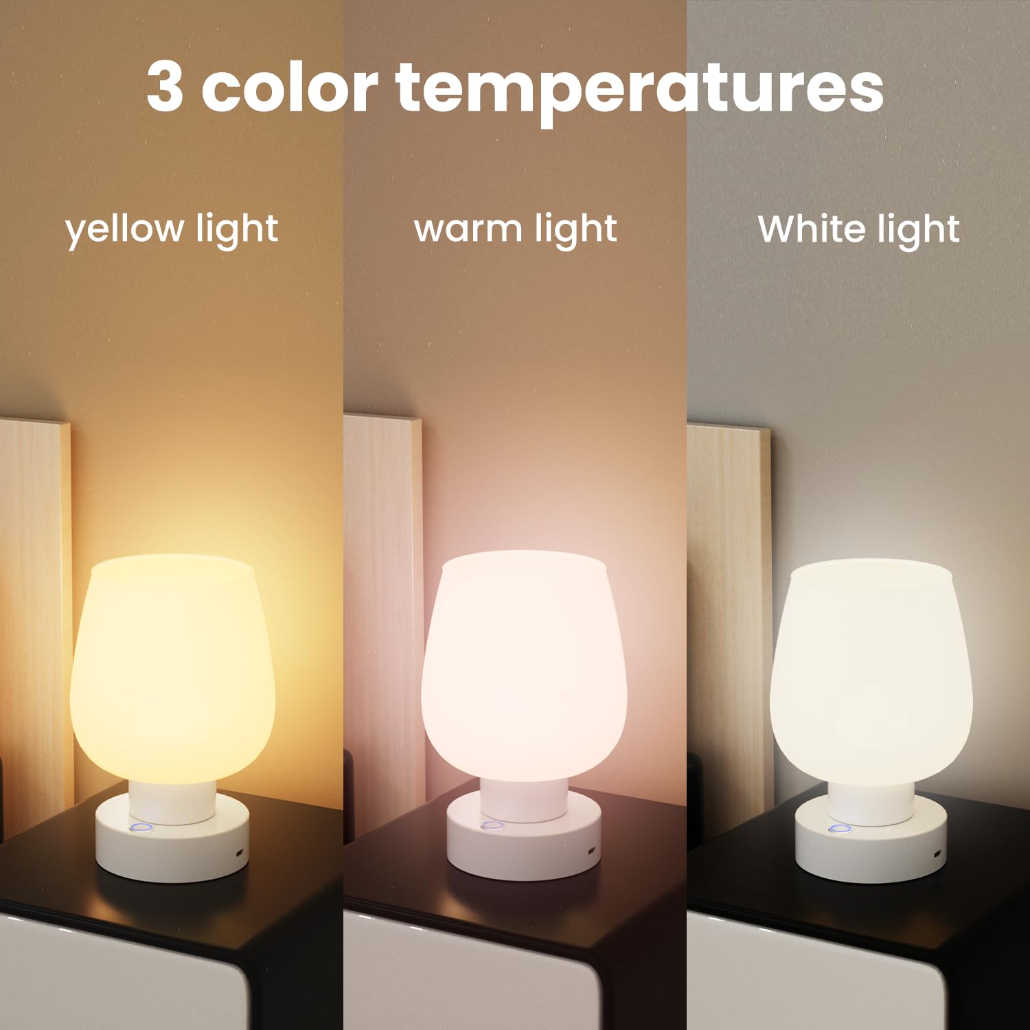 Lgmcf Battery Operated Led Touch Cordless Table Lamp Small 6000Mah Gradient Rechargeable Dimmable Table Lamp With Memory Function For Living Room Bedroom Dormitory Camping (Modern)