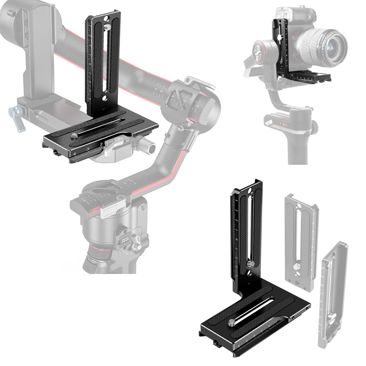 Eaxanpic Aluminum L Bracket Vertical Horizontal Switching Quick Release Plate For Dji Ronin Rs2 Rsc2 Zhiyun Weebill-S Gimbal Stabilizer Tripod Monopod And Slrs