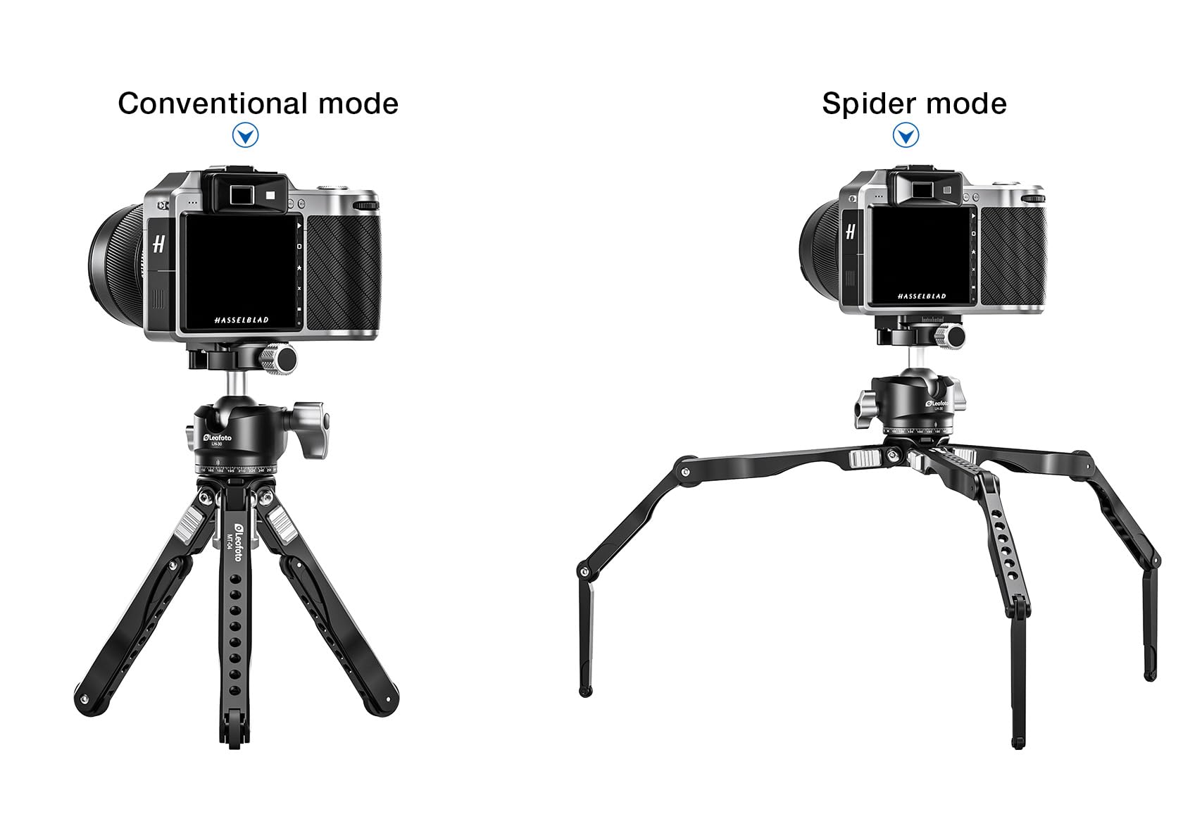 Leofoto Mt-04 Tabletop Tripod, Aluminum Mini Tripod, 3 Leg Sections, Foldable Leg, Portable And Compact, 1/4" Accessories Thread, 3/8" Mounting Stud (Mt-04+Lh-30)
