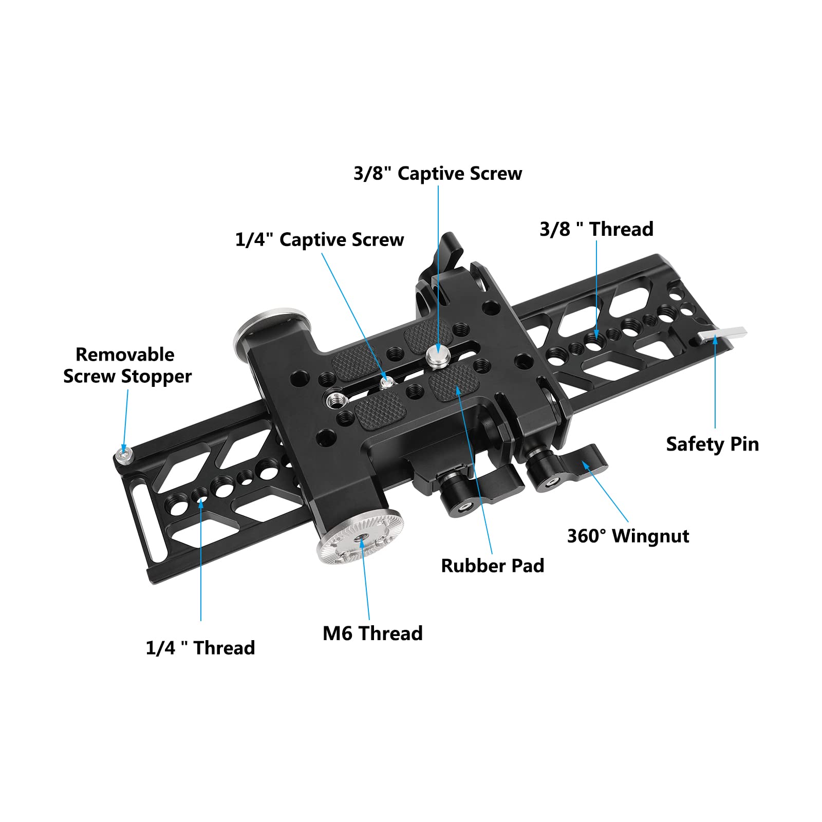 Camvate 10" Dovetail Plate With 15Mm Double Rod & M6 Rosette Adapter For Video Camcorder Accessory - 3116