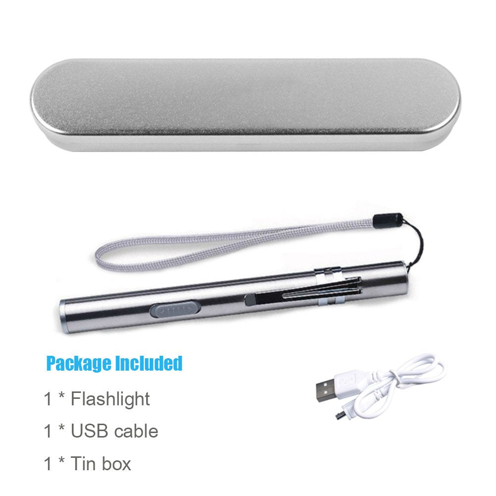 Lafeina Usb Rechargeable Pen Light, Pocket Small Handy Led Torch Mini Flashlights With Stainless Steel Clip
