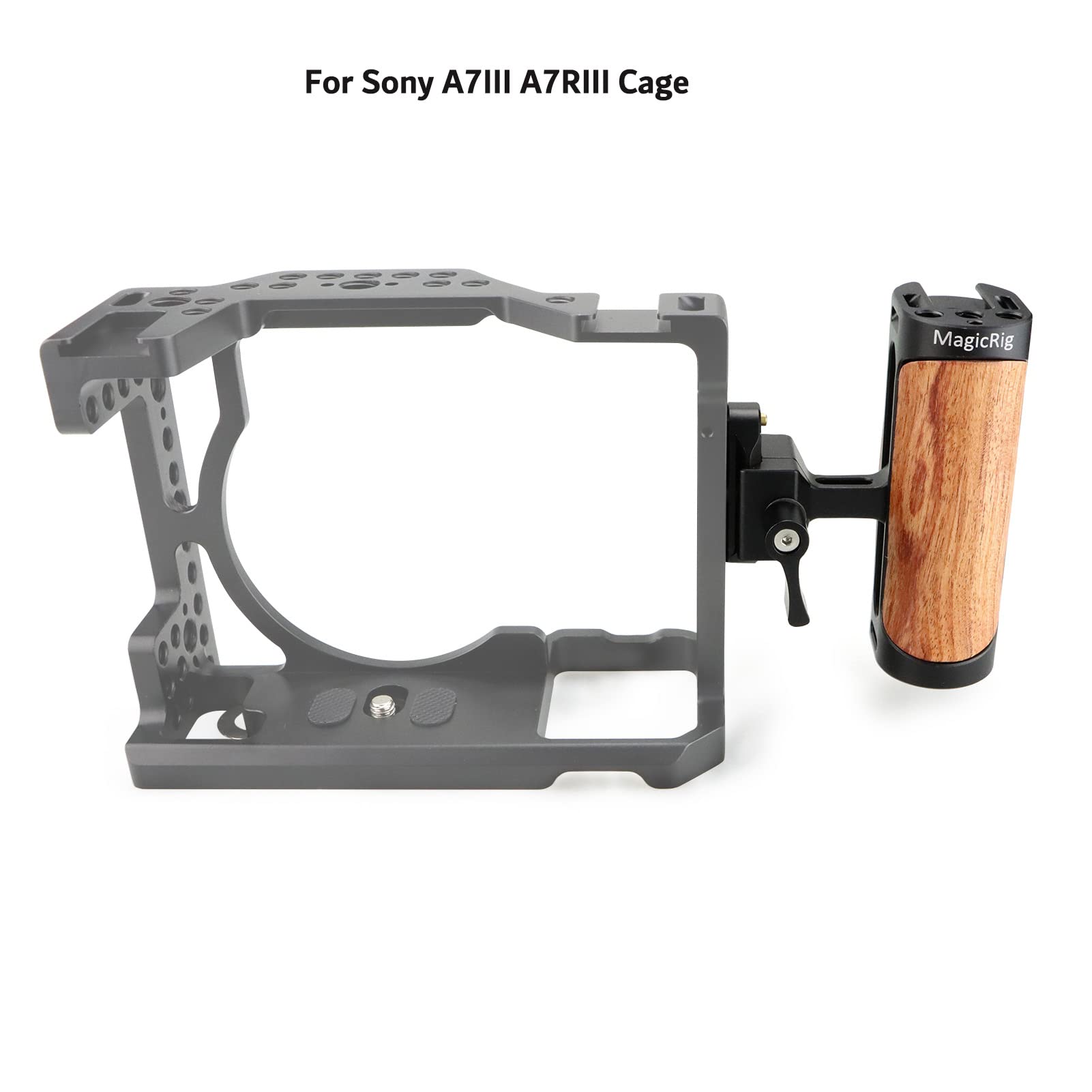 Magicrig Mini Nato Side Handle With Nato Rail 39Mm For Dslr/Small Camera Cage, Left/Right Wooden Handgrip With Cold Shoe Arri 3/8" Hole 1/4" Holes