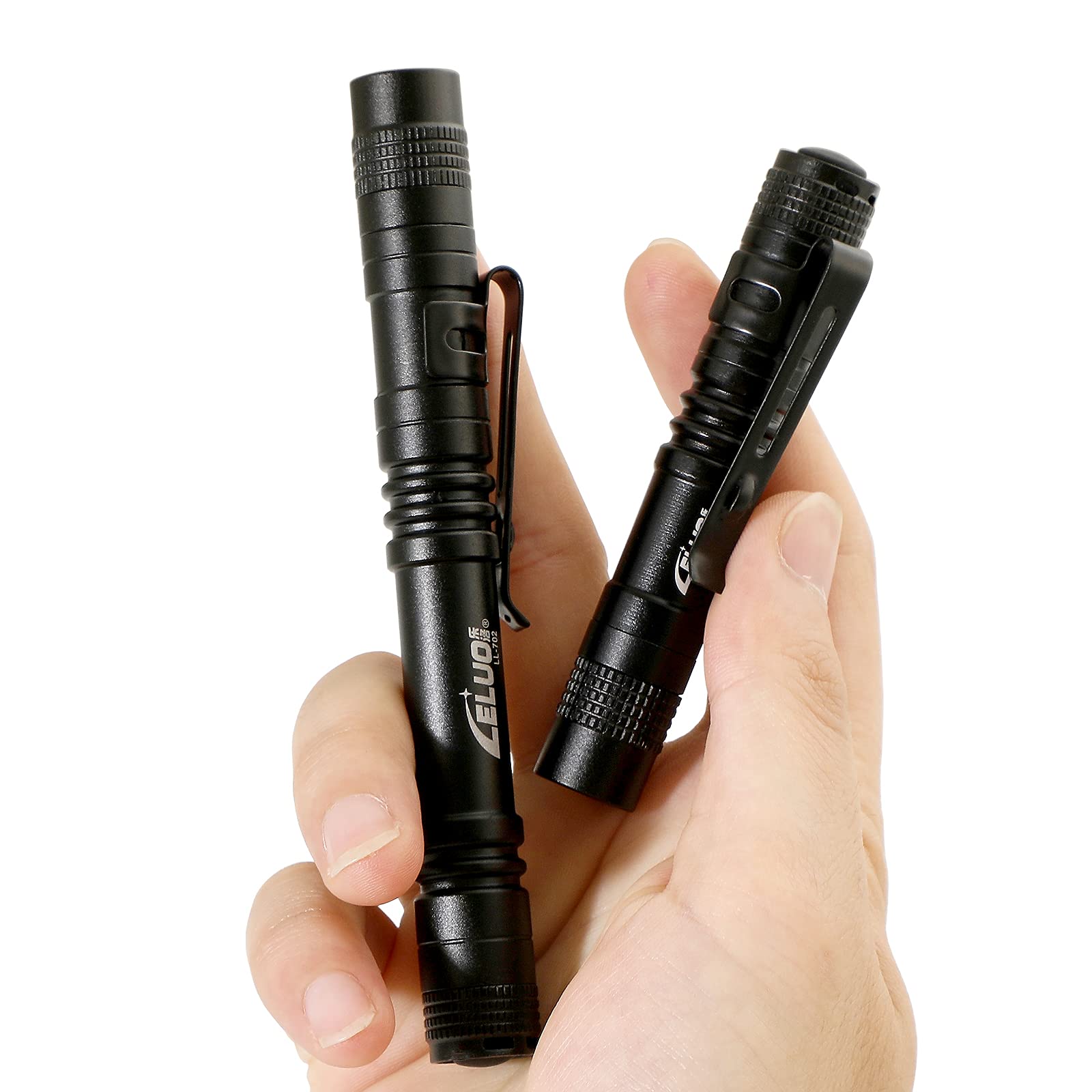 Leluohq Handheld Pen Flashlight 150 Lumens Lamp Clip Mini Pen Light Small Pocket Penlight (Long And Short) 1