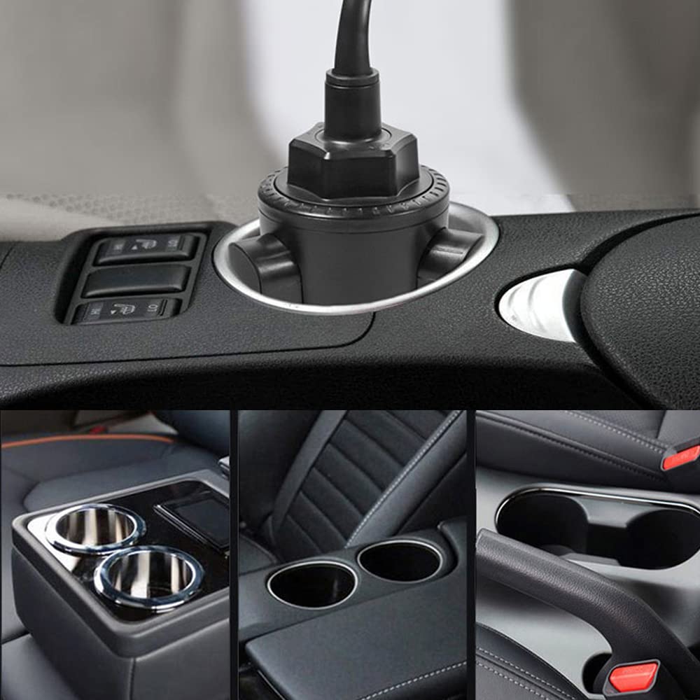 Vargtr 2-In-1 Cup Holder Phone Mount, Universal Adjustable Gooseneck Cup Holder, 360 Rotation, One-Button Release, Fits 4"-7" Phones