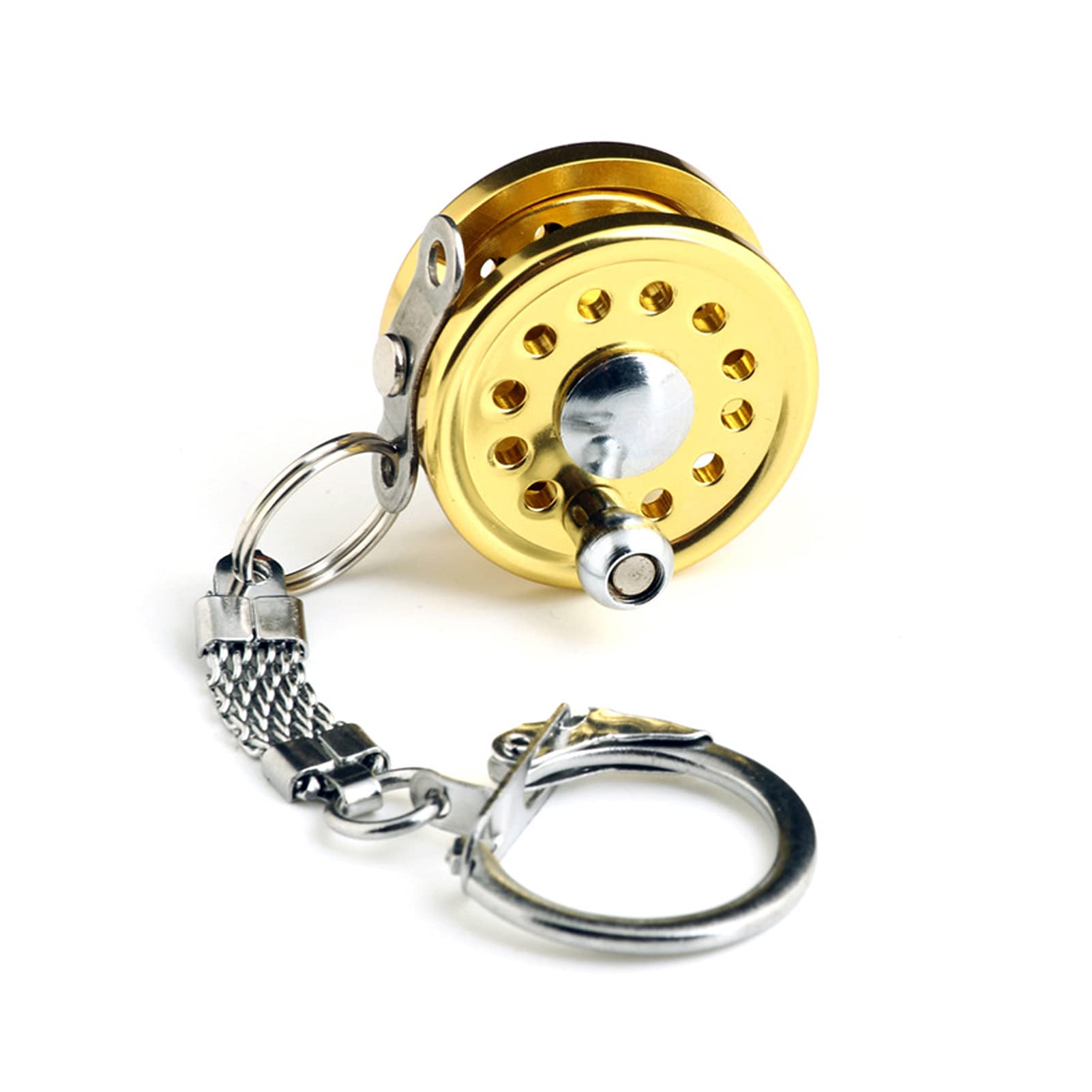 Vbestlife Mini Fishing Reel Keychain, Aluminum Alloy Fly Reel Key Ring Keychain Pendant Decorative Anglers