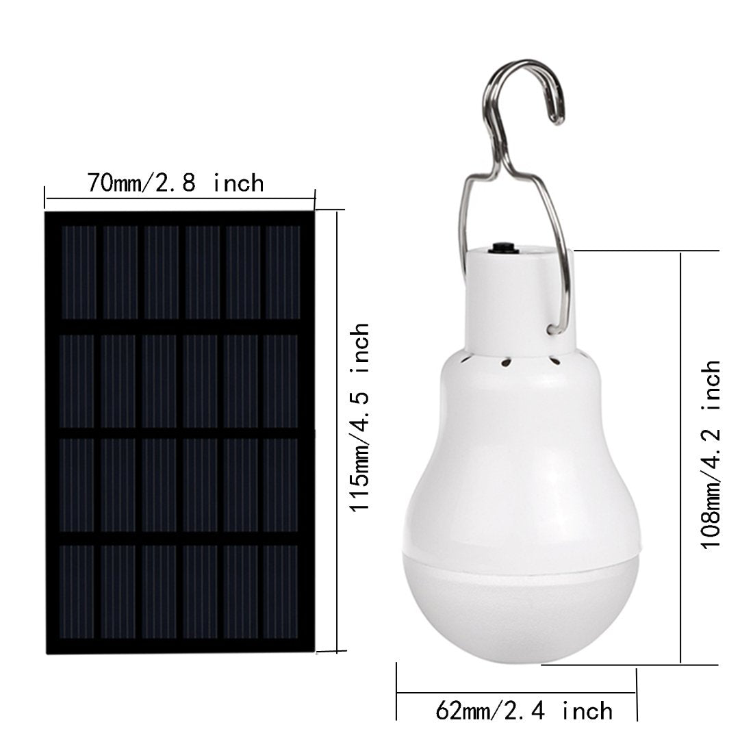 Abzxt Solar Powered Lamp Remote Control Portable Led Bulb Lights Solar Energy Panel Led Lighting For Camp Tent Night Fishing Emergency Lights Flash 350Lm(Pack Of 2+Remote Control)