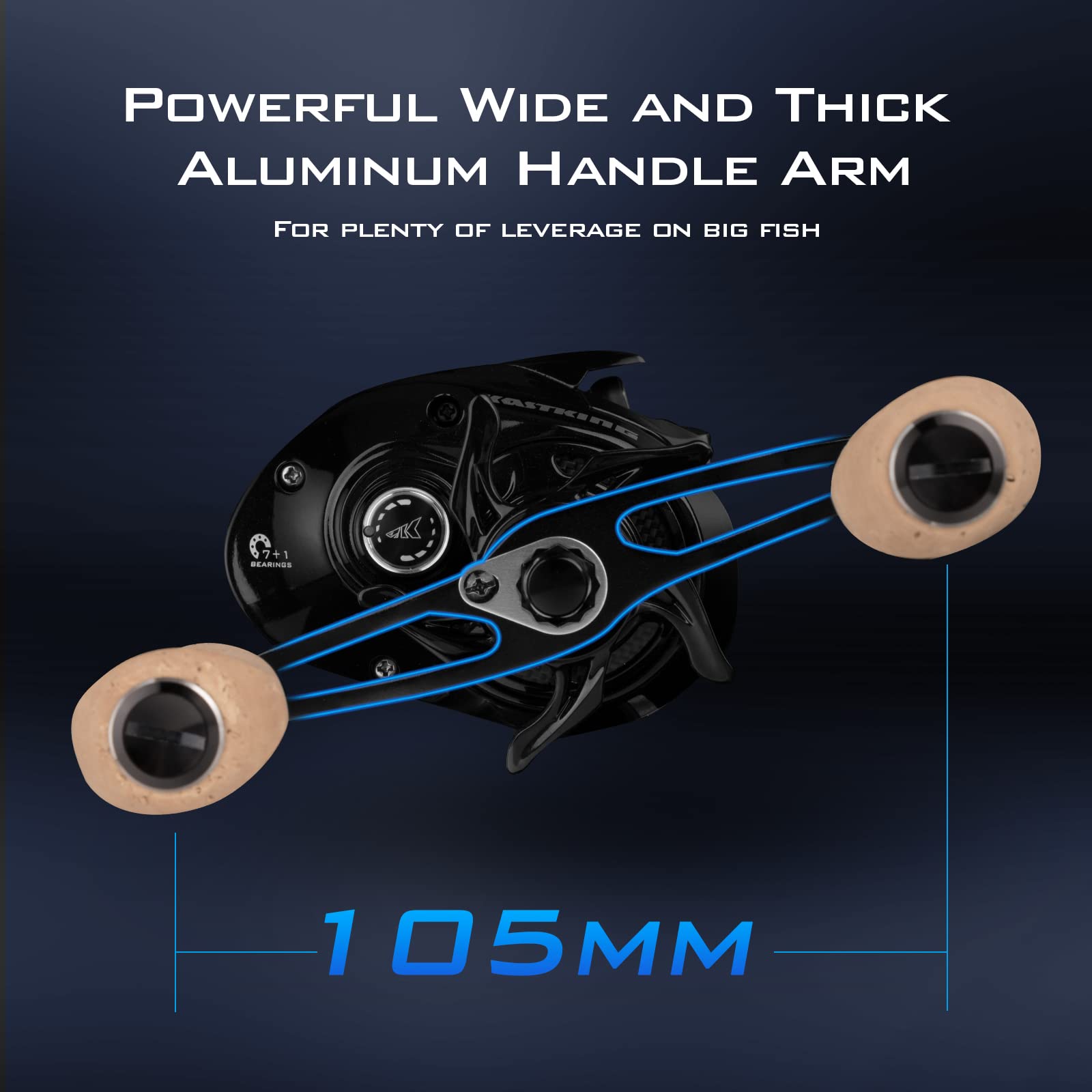 Kastking Megatron 200 Baitcasting Fishing Reel, Wide Spool High Line Capacity Casting Reel, 7+1 Double Shielded Stainless Steel Bb, 8 Button Magnetic Brakes, 6.4:1 Gear Ratio, 28.6 Lbs Of Smooth Drag