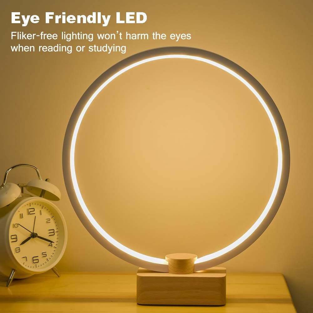 Lonrisway Led Wood Table Lamp, Bedroom Bedside Night Light, Dimmable Led Lighting, Creative Home Decor, Unique House Warmging 1.3M Cable, 5W 350Lm Nightstand Lamps