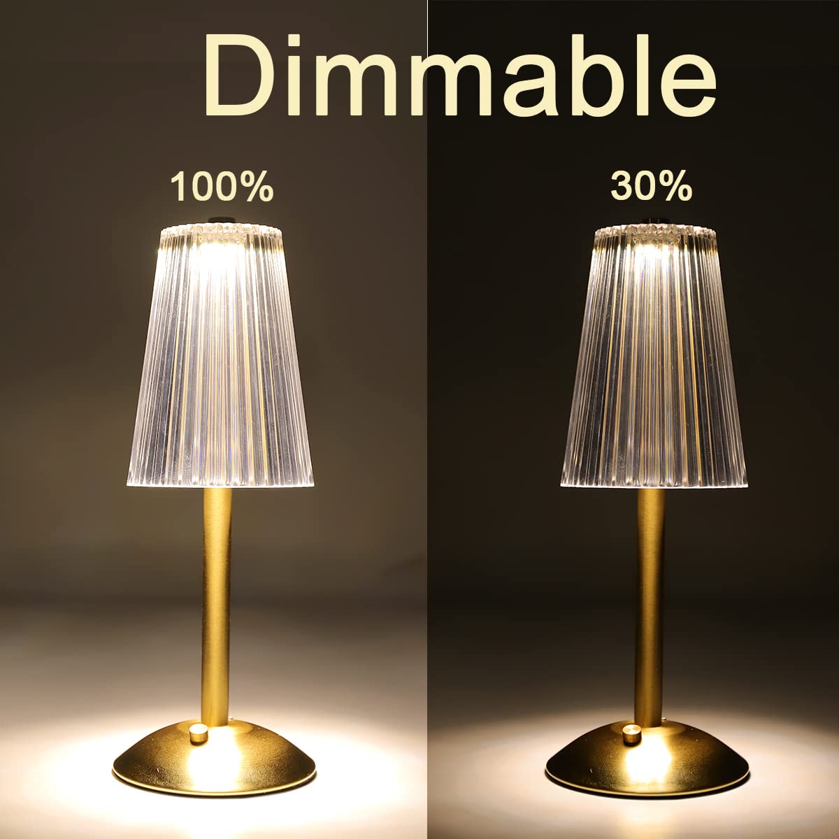 Heqet Cordless Table Lamp, 12'' Tall Portable Rechargeable Battery Operated Lamp For Table/Dining Room/Desk/Home, Dimmable Touch Control Table Lamps