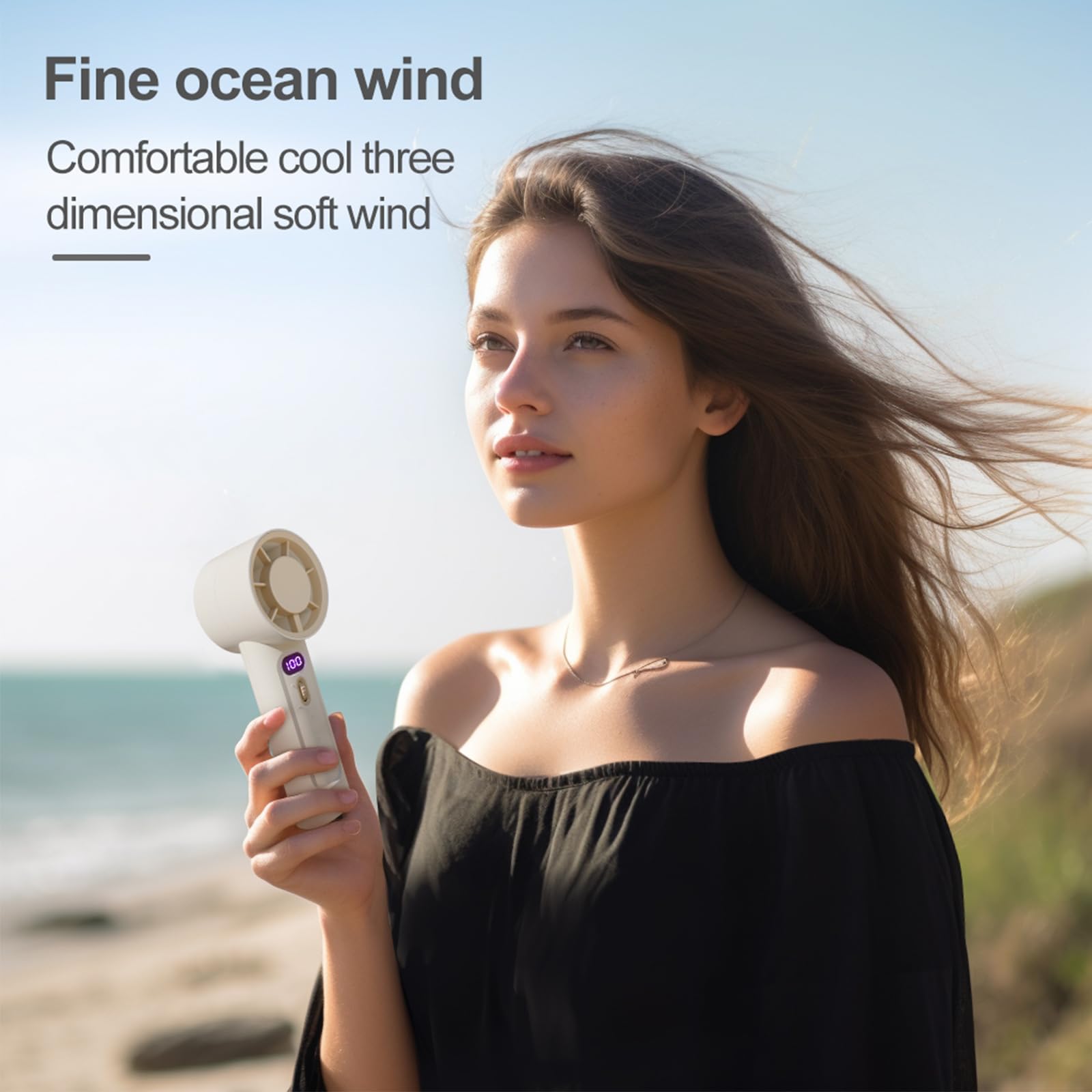 Portable Handheld Fan, Speed(1-100) Adjustable Turbo Mini Portable Fan, 4000Mah Battery Rechargeable