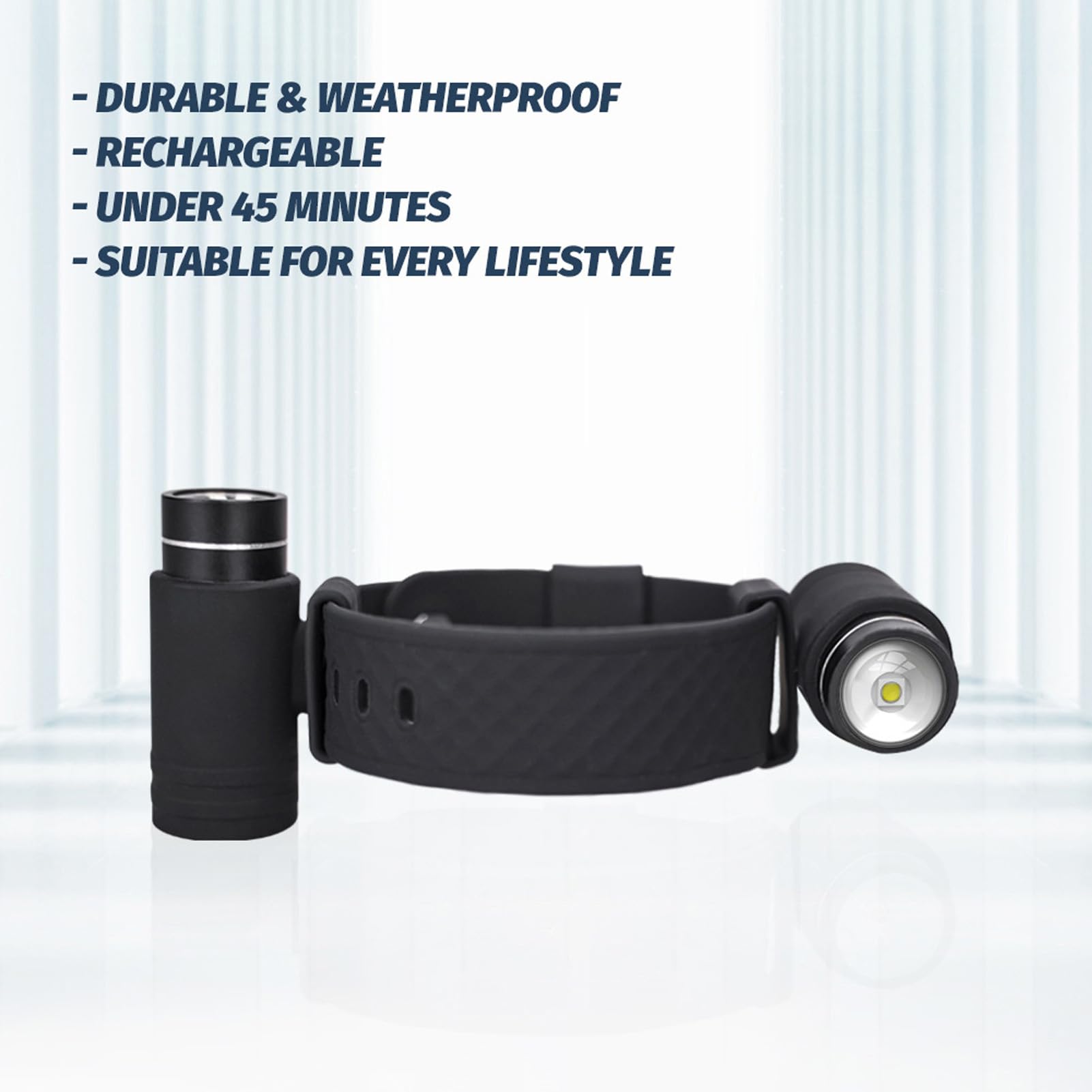 Eimsoah Mini Flashlight,Wrist Flashlight Led Torch, Rechargeable Clip Hands Wrist Flashlight, Ip5 3 Modes Wrist Watch Flash Light, Long Lasting Battery For Night Running, Hiking, Camping