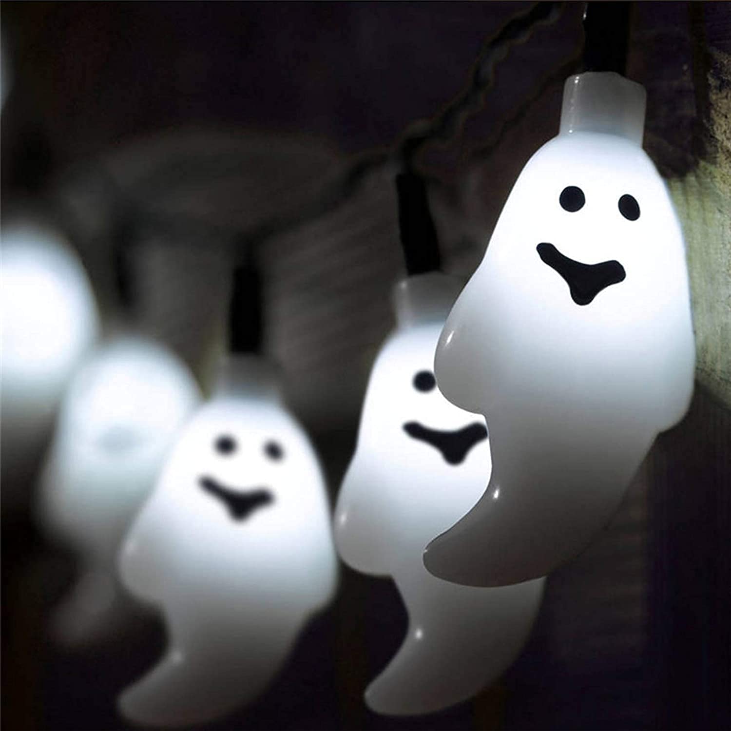 Snomyrs Halloween Decoration Lights 21Ft Led Ghost String Lights 30 Led Battery Powered String Light With 8 Modes For Patio Garden Gate Yard Halloween Christmas Decoration(White)