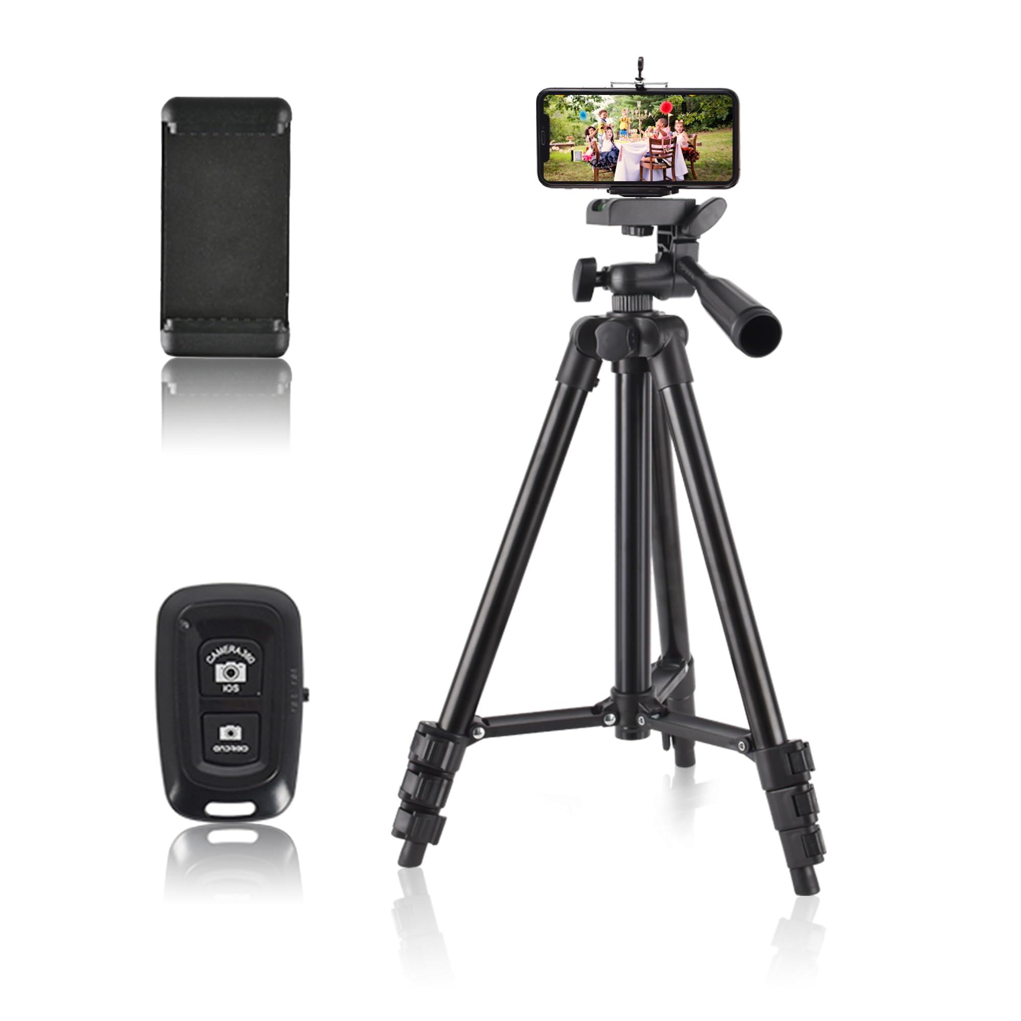 Bvgflr Lightweight Smart Phone Tripod Stand, 40" Aluminum Portable Extendable Travel Phone Tripod Stand With Phone Holder, Shutter, Carrying Bag, Perfect For Selfies/Live Stream/Vlogging/Video Recording