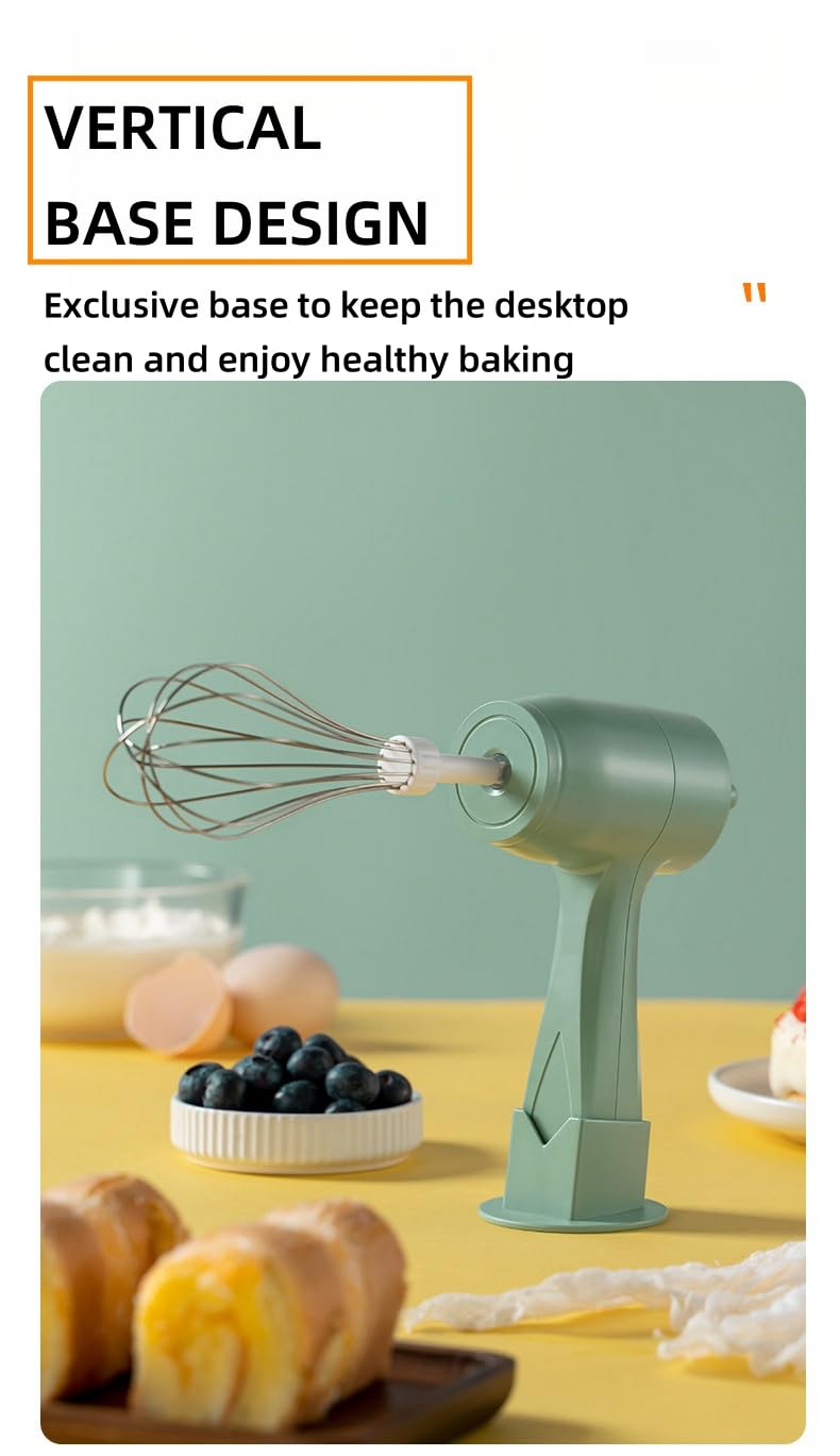 Taolivingmart Immersion Blender Handheld, Hand Blender Electric With Usb Rechargeable, Stainless Steel Blade Stick Blender With Whisk, For Coffee Latte,Hot Chocolate, Egg (White)