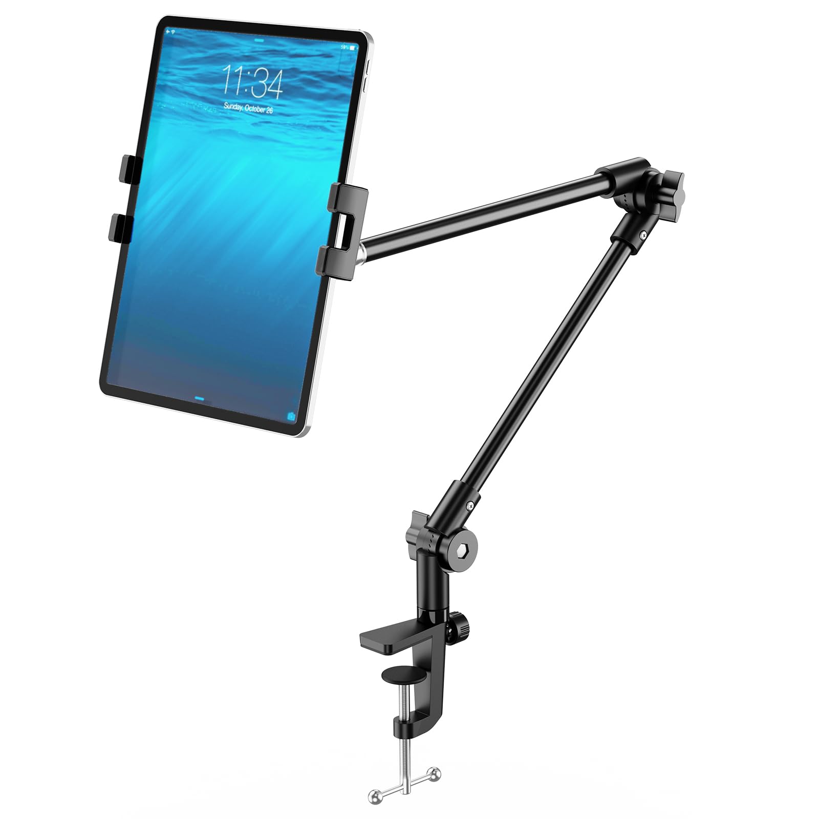 Kdd Tablet Stand Holder, Adjustment Ipad Phone Mount, 27In Long Arm Webcam Stand Projector Camera Mount For Desk, Fit For 4.7"-12.9" Devices, Ipad Pro 12.9 Air Mini, Galaxy Tabs, Switch, Iphone