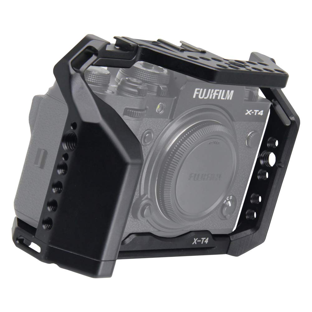Easy Hood Camera Cage For Fujifilm X-T4 Fuji Xt4 Mirrorless Digital Camera, Vlogging Video Shooting Filmmaking Rig Stabilizer With Cold Shoe 1/4" Thread Holes & 3/8" Locating Hole