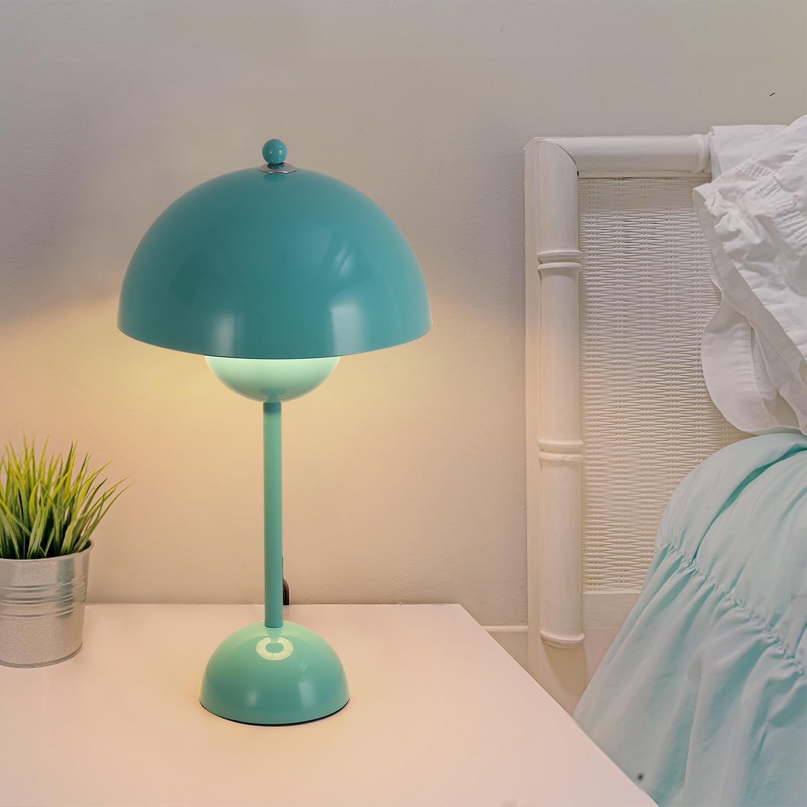 Cosylux Modern Small Table Lamp For Bedroom, Cute Dome Shade Reflecting Light Reading Lamp For Living Room, Kid'S Room, Study, Office, Beside Bedside Nightstand Desk Lamp(Light Green)