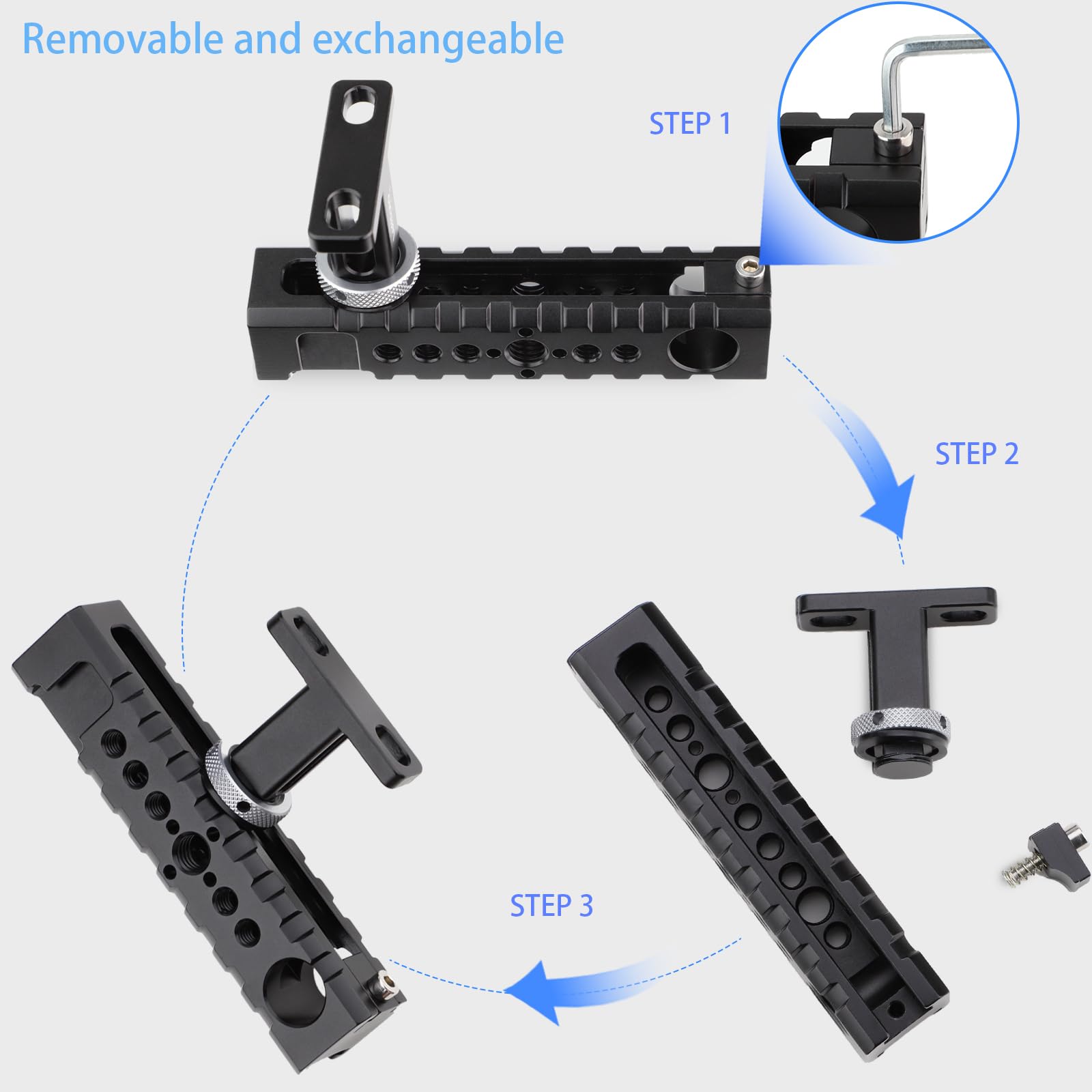 Leftfoto Universal Camera Top Handle Grip/Side Handle, For Dslr Camera Cage Video Camcorder Rig Video Film Movie Making,With Shoe Mount For Led Lights Microphones