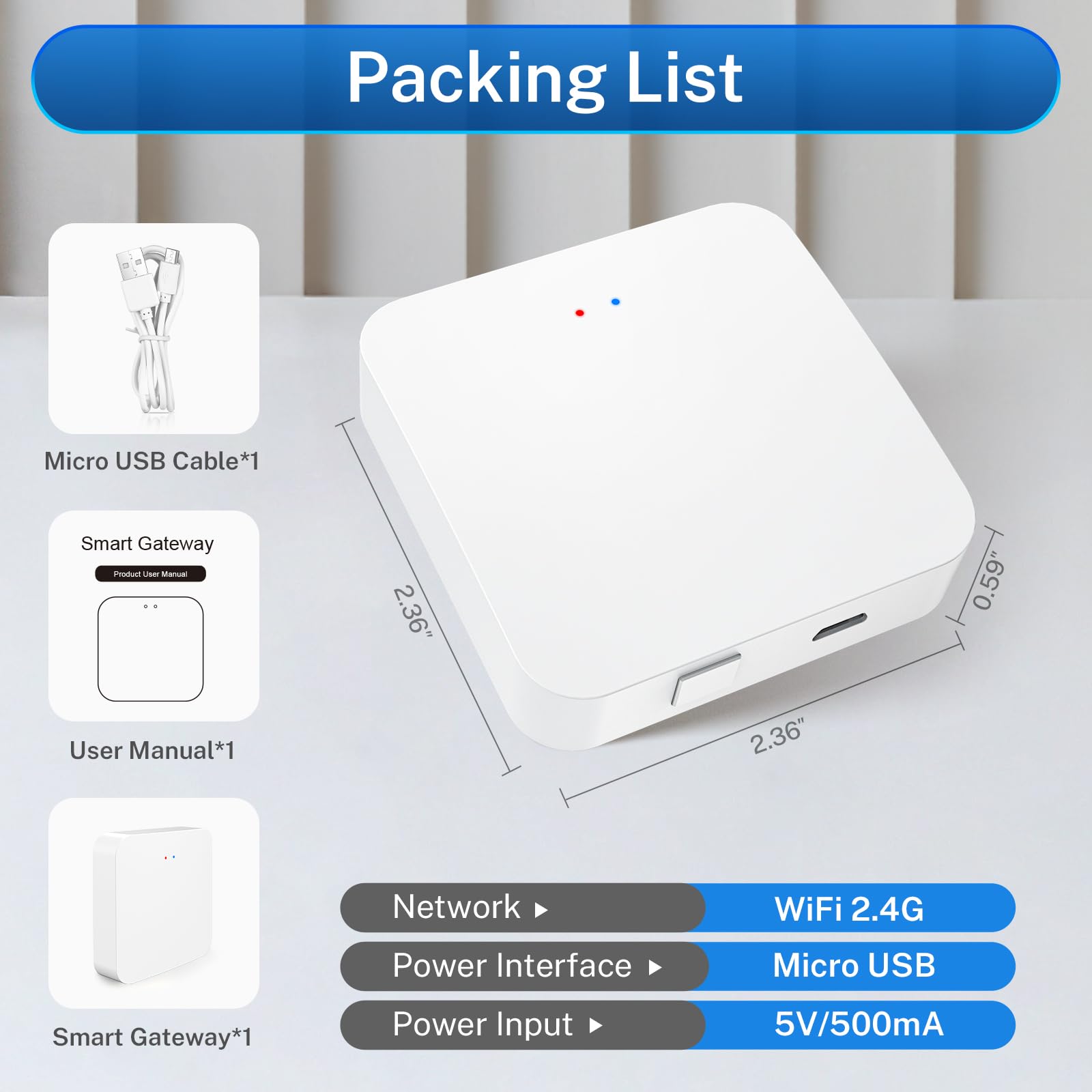 Kucacci Tuya Wifi Gateway For Z1 Z2 Q1 Smart Lock: Compatible With Smart Life, Tuya App To Remotely Control Smart Door Lock, Compatible With Alexa, Google Assistant To Voice Control(Support Wifi 2.4G)