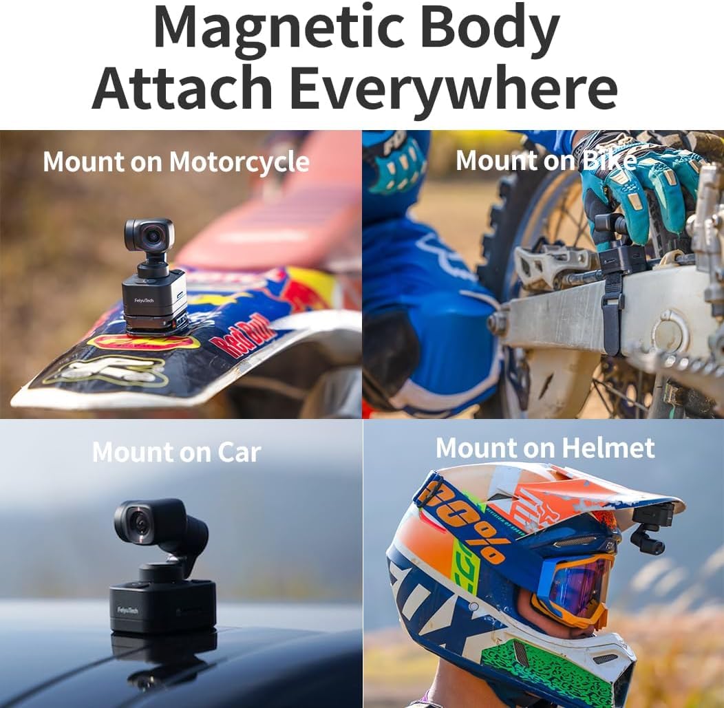 Feiyutech Feiyu Pocket 3 + Phone Holder – 4K Handheld Gimbal Camera With 3-Axis Stabilizer, 1/2.3” Cmos Sensor, Detachable Magnetic Design, Ai Tracking V4.0  Pocket-Sized Vlogging Camera (No Remote Handle)