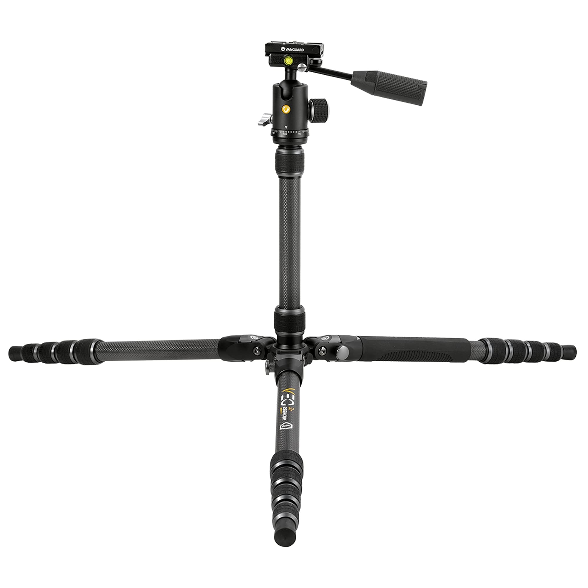 Vanguard Veo3T235Cbp Carbon Fiber Travel Tripod With Ball Head, Removeable Pan Handle, And Quick Shoe With Built-In Smartphone Holder