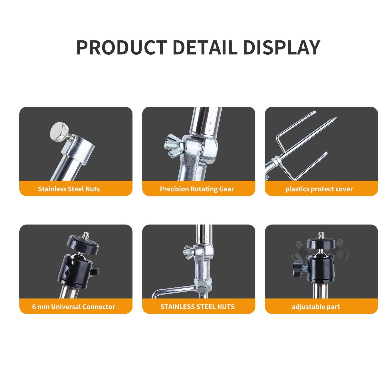 Manifish 1 Pack Trail & Game Camera Mount Stand Thick Foldable Stainless Ground Rod 360° Adjustable Universal Thread Connection 1/4''-20 (6 Mm) For Trail Camera Deer Cam Accessories/Hunting Trail Camera Stake