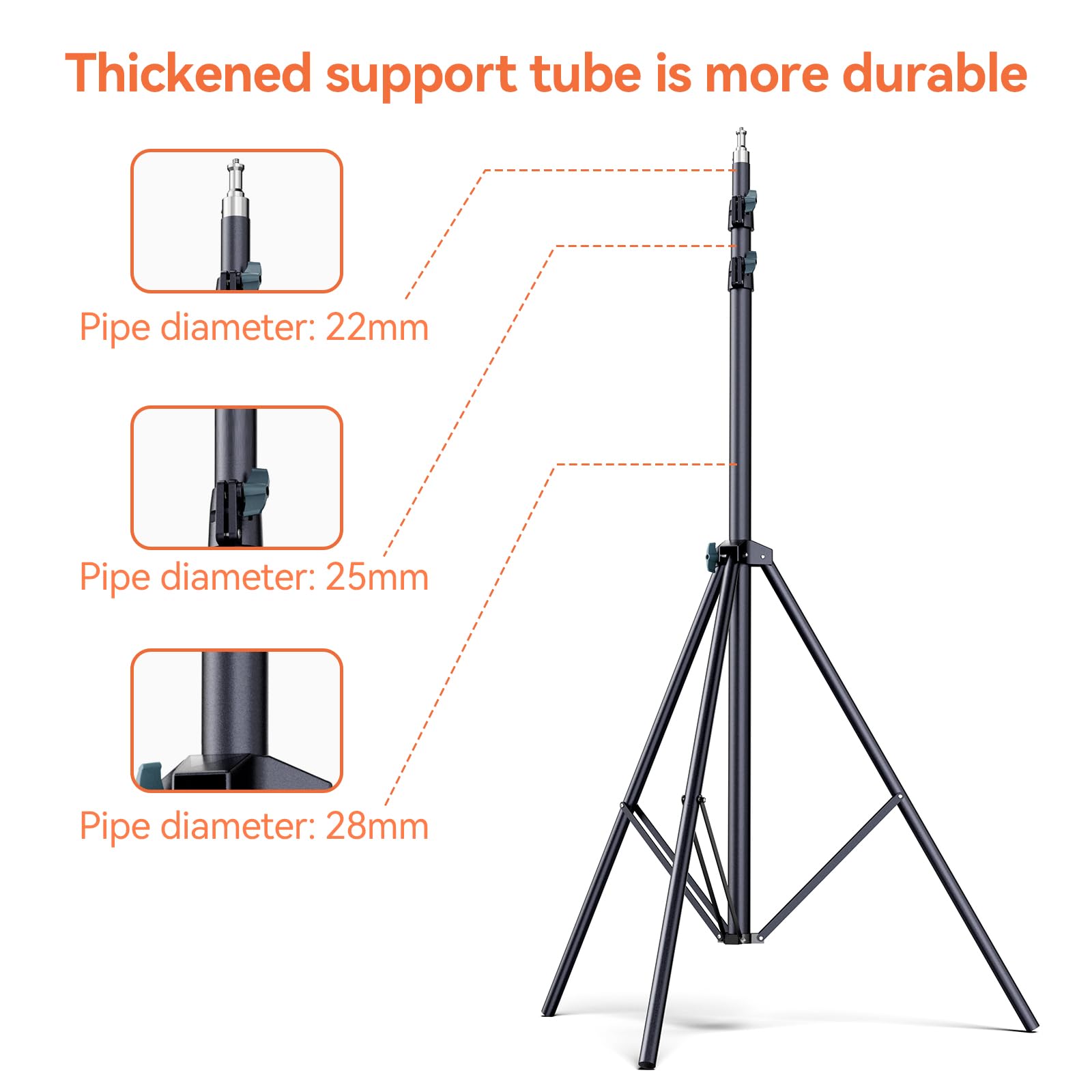 Cisain Cisian 13Ft Heavy Duty Light Stand Photography Tripod,160Inch/4M Light Stand Photography High Sports Tripod With 1/4” Screw For Studio Led Light,Dslr Camera,Sports Camera Professional