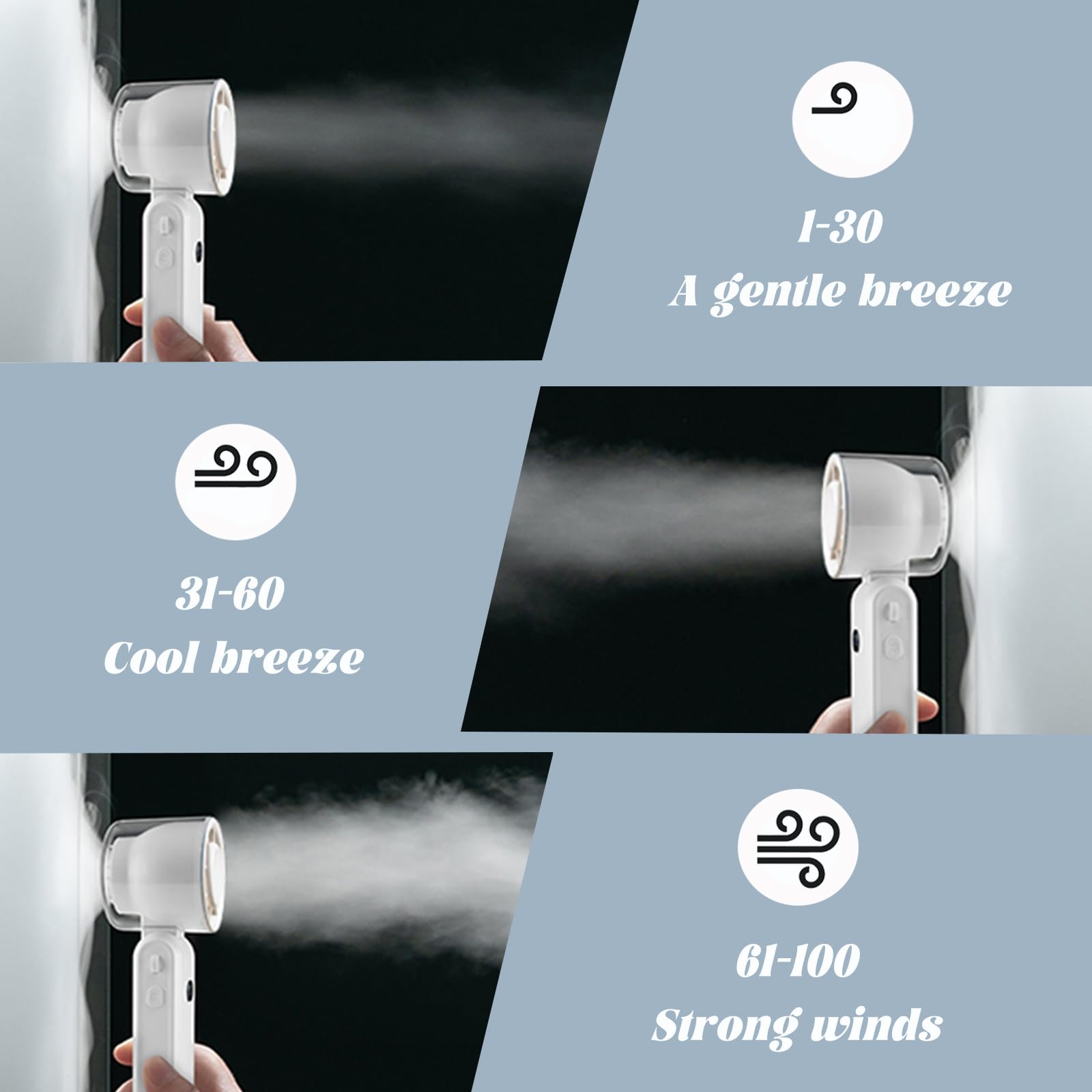 Portable Handheld Fan, Mini Foldable Fan With 100 Level Wind Adjustment, Usb Rechargeable Fans
