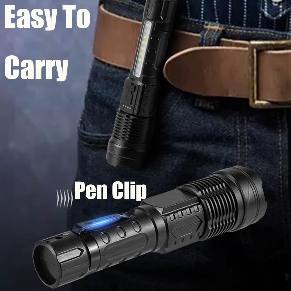 Bibifactory Benighty Flash Light, Flashlight High Lumens Rechargeable 2 Pack, Adjustable Lumen Super Bright Led Flashlights, Usb Ipx4 Waterproof Handheld Flashlights For Home Hiking Camping (1500 Mah,2Pcs)