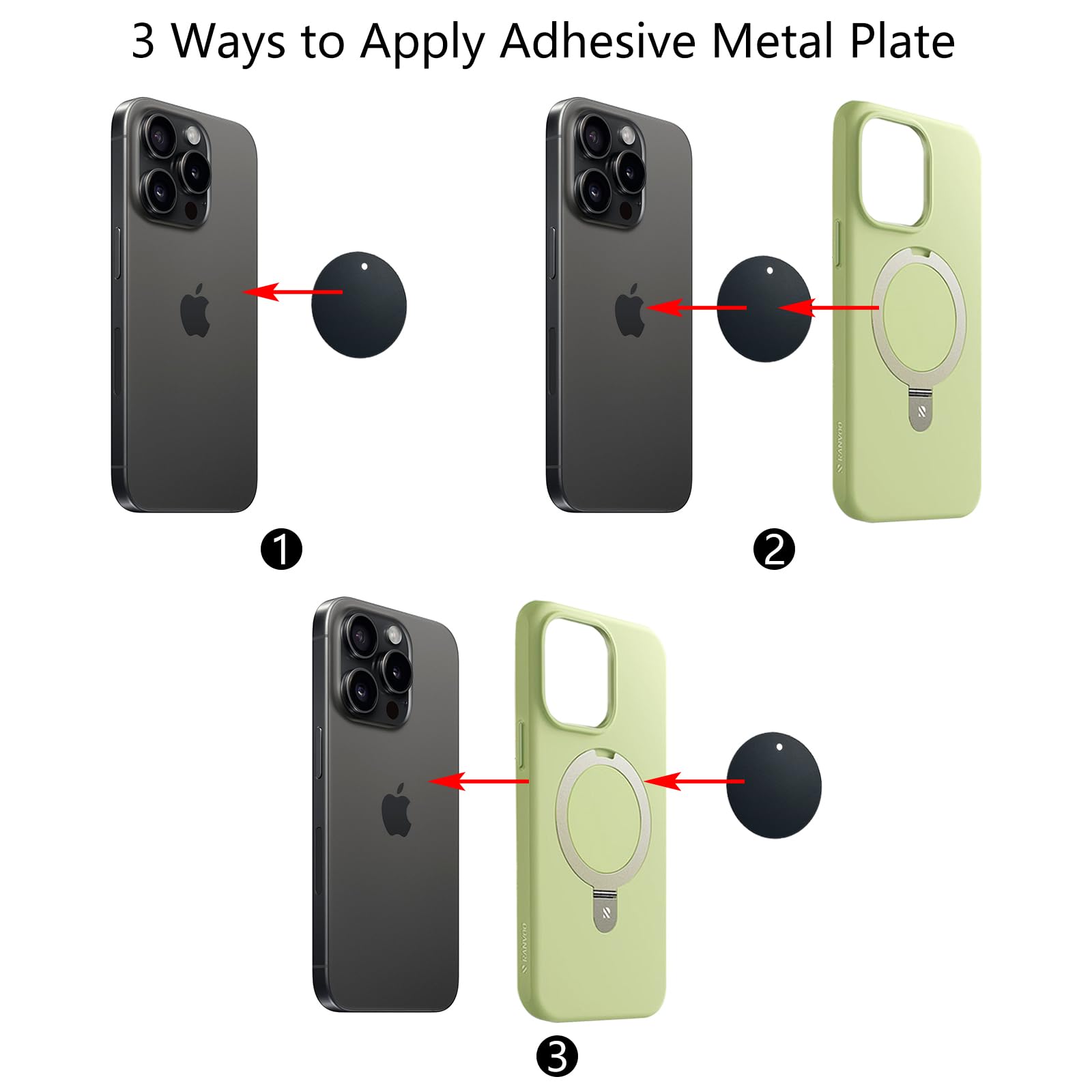 Bgjrby Mount Metal Plate（8Pack） For Magnetic Car Mount Phone Holder With Full Adhesive For Phone Magnet, 8 X Round (Black)
