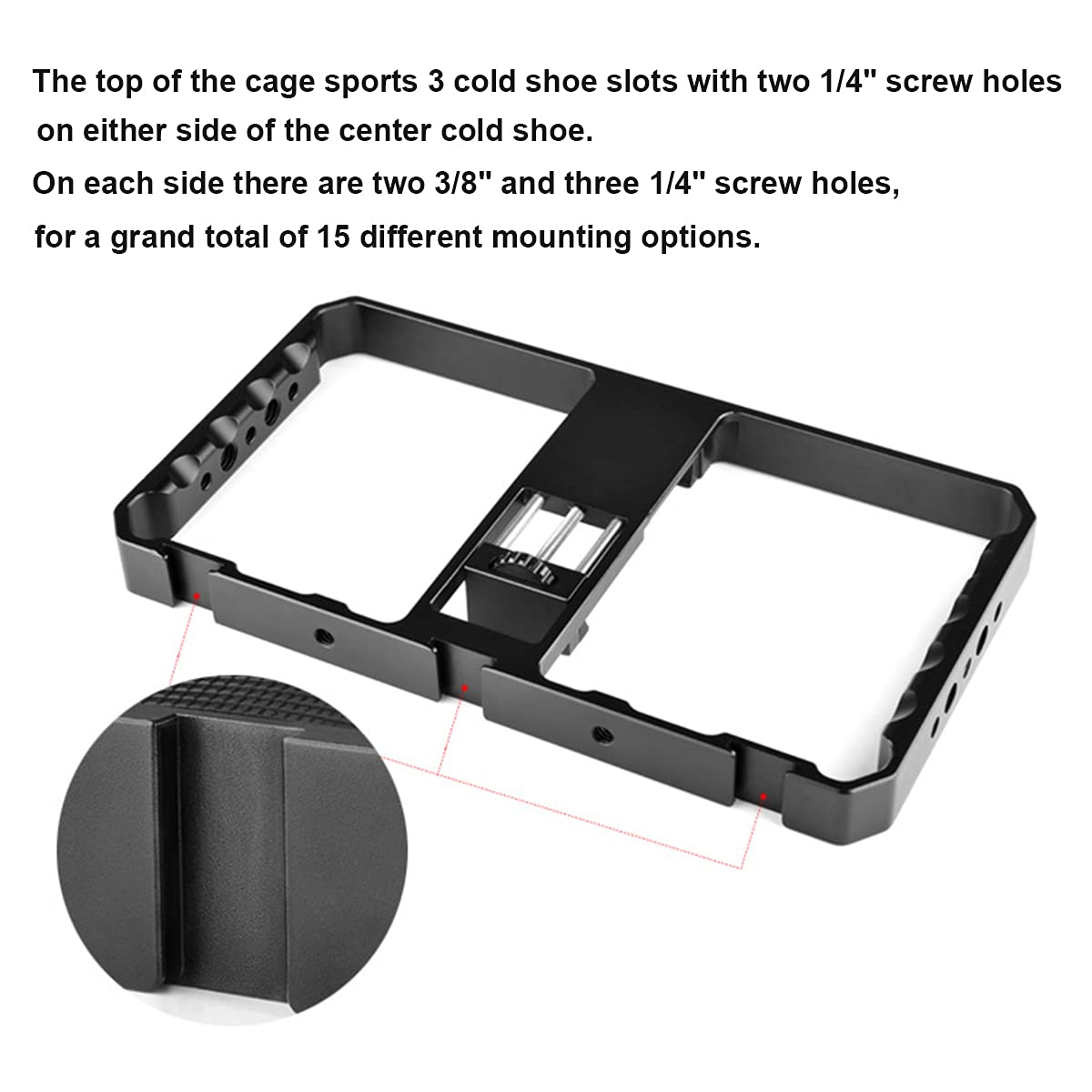 Supfoto Smartphone Video Rig Filmmaking Vlogging Smartphone Cage Aluminum Phone Video Stabilizer With Cold Shoe For Iphone Huawei Phone Photography, Film Making And Vlog