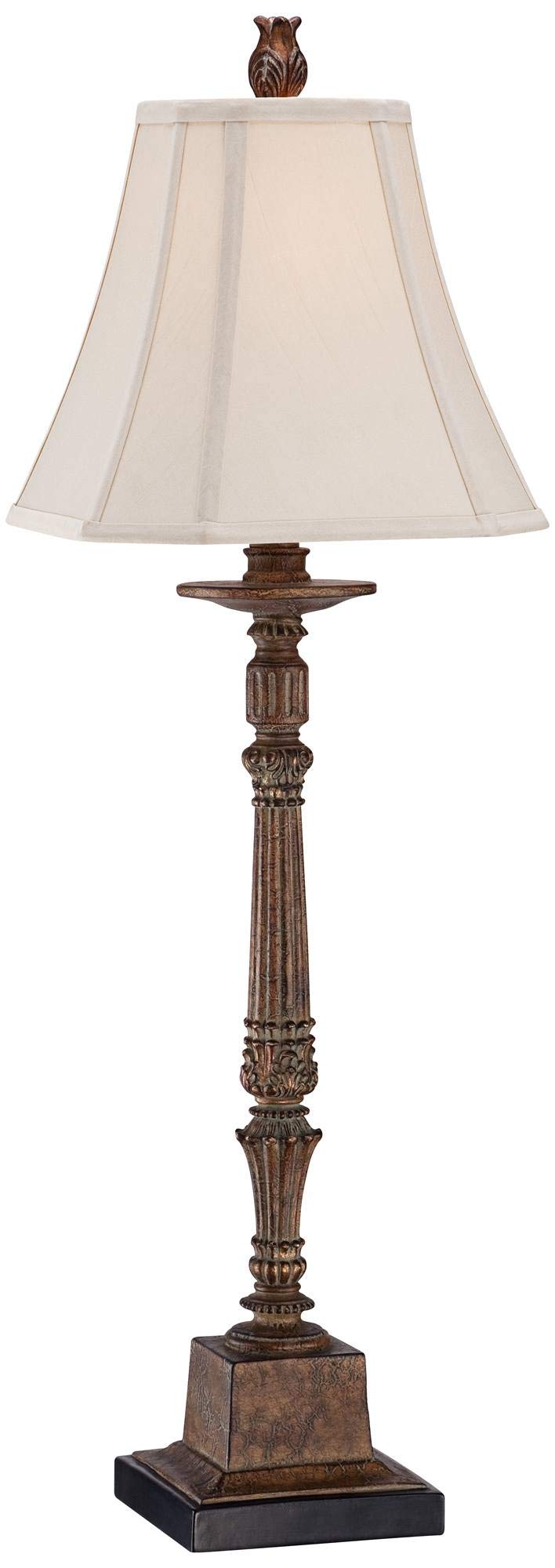 Regency Hill Thorood 35 1/2" Tall Large Traditional End Table Lamp Brown Finish Single Fabric Beige Shade Console Living Room Bedroom Bedside Nightstand House Office Home Reading Kitchen Entryway