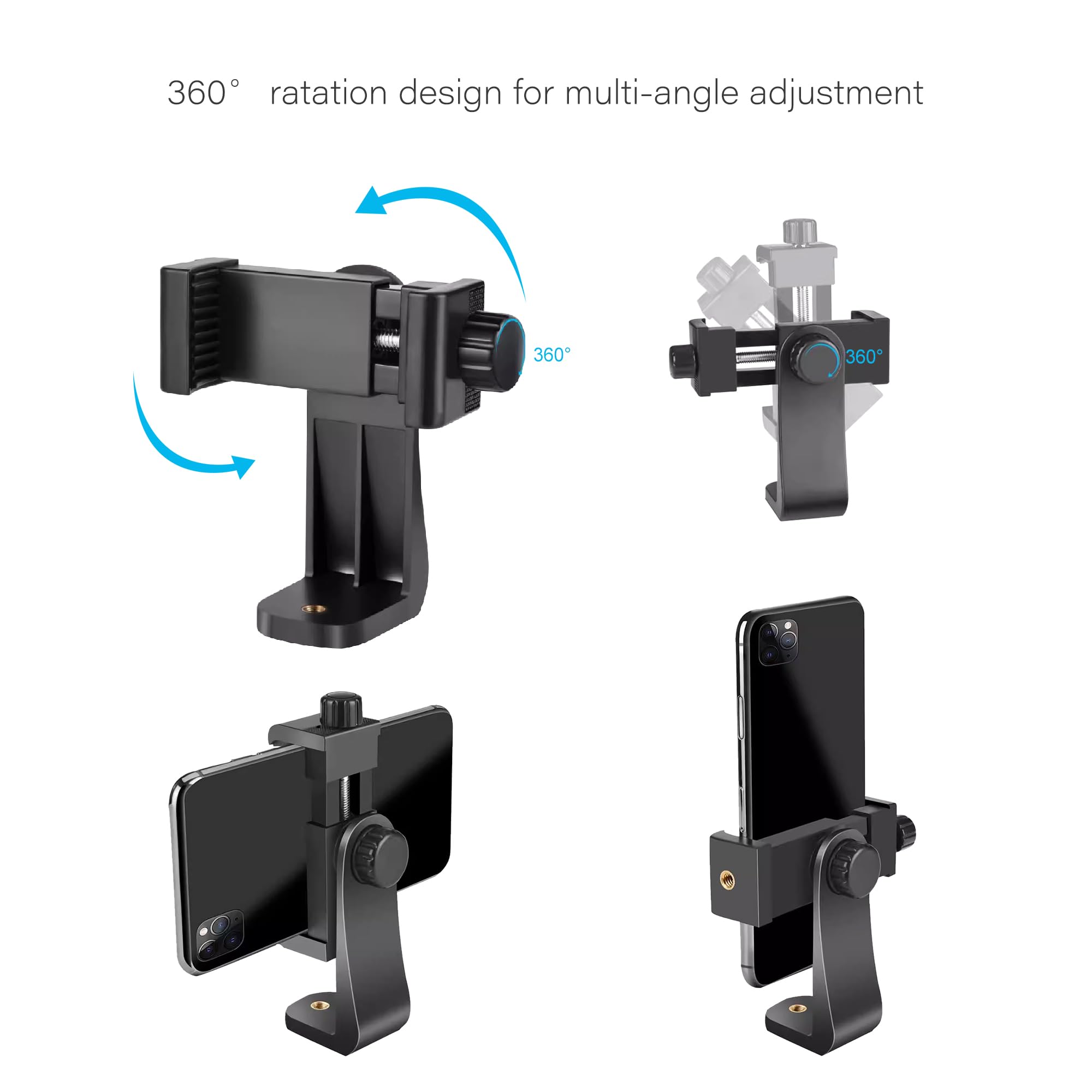 Shewtme Double Head Super Clamp, Ballhead Magic Arm Camera Clamp, Crab-Shaped Monitor Clamp With 1/4"-20, 3/8"-16 Threaded Holes For Sony Canon Nikon Dslr Camera/Insta360/Led Lights/Phone (6Cm)