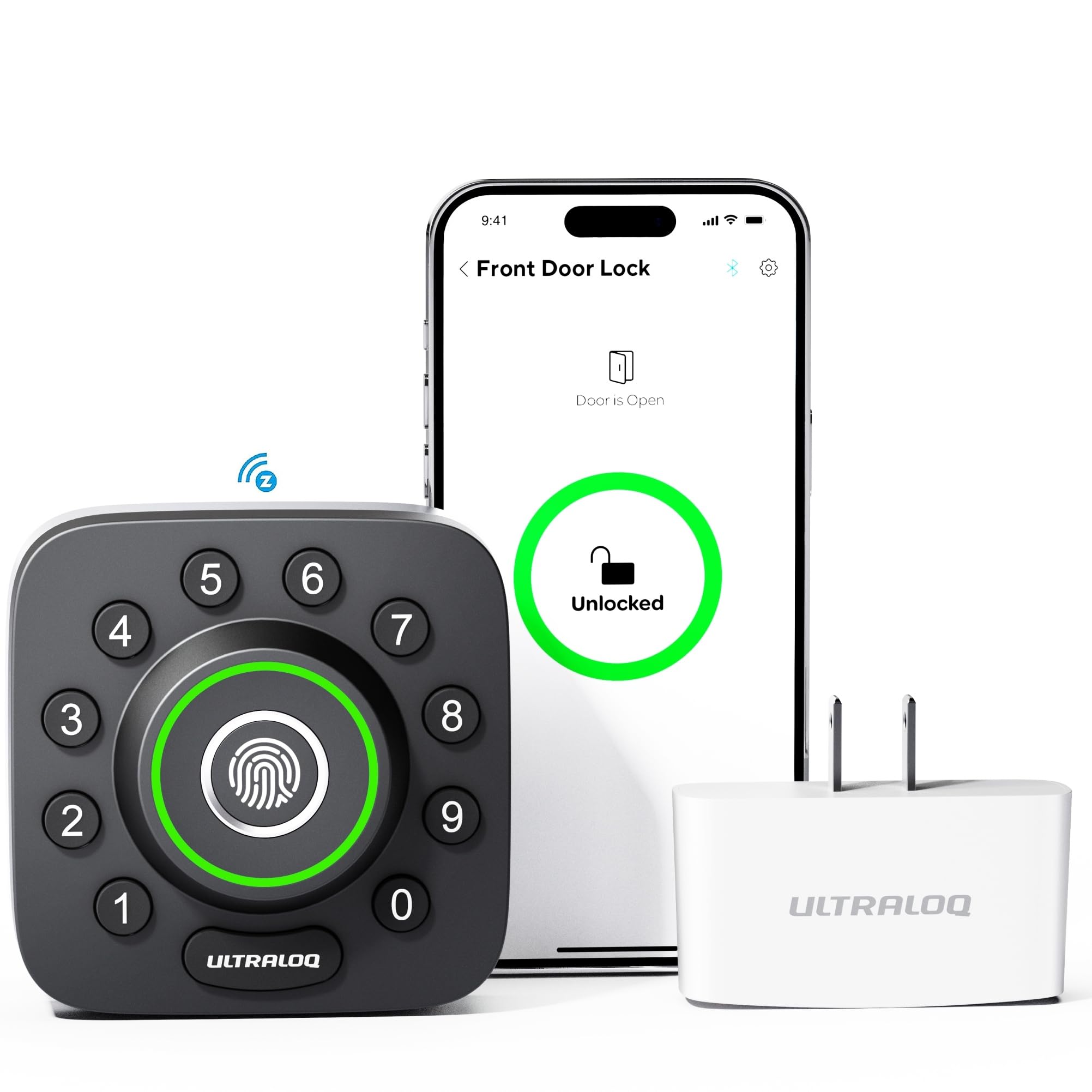 Ultraloq U-Bolt Pro Z-Wave Smart Lock With Fingerprint Id, Work With Z-Wave Plus, Home Assistant, Compatible With Smartthings, Hubitat Etc, Wifi Bridge Included, Ip65 Waterproof, 1 Year Battery