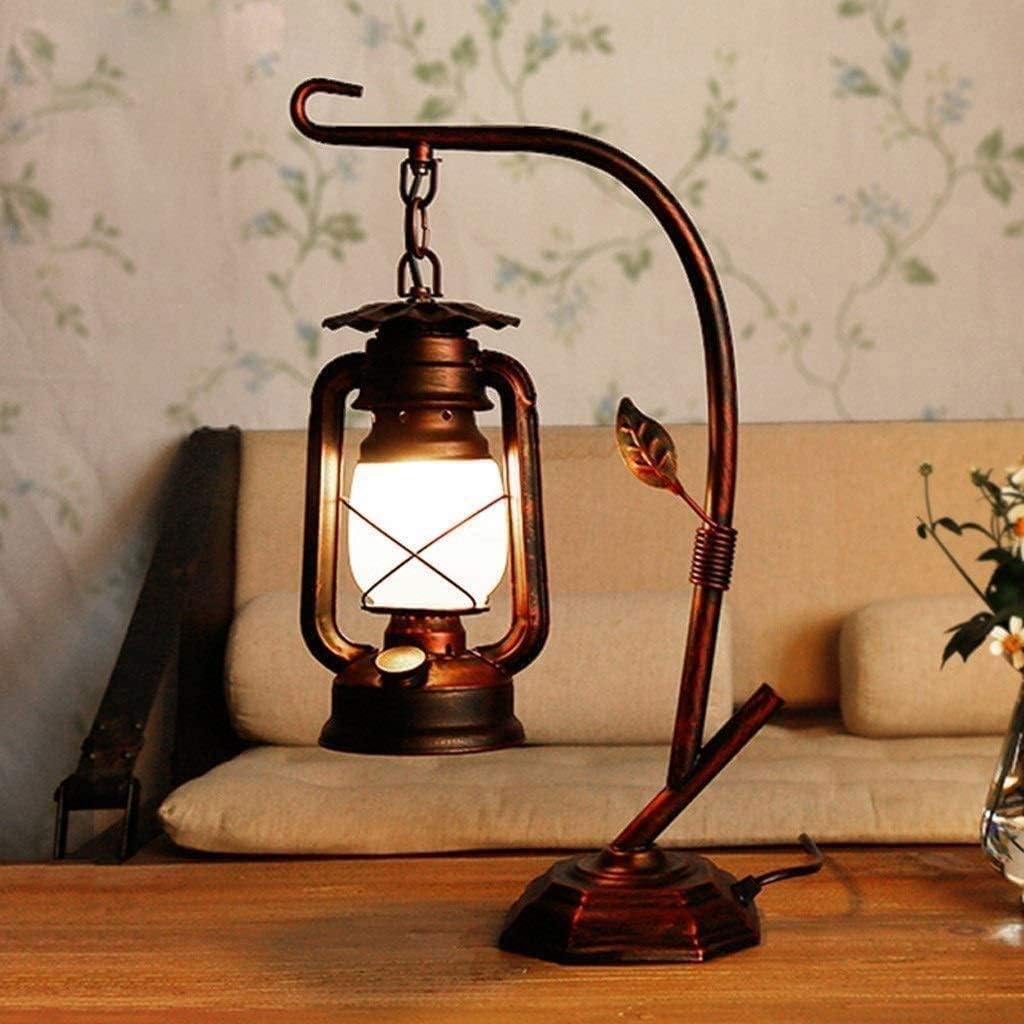 Rarlonly Rustic Table Lamp,Lamps For Nightstand,Farmhouse Lantern Table Lamps For Living Room,Table Lamps For Bedroom,Small Bedside Lamp,Living Room Lamps For End Tables (Elen Shade)