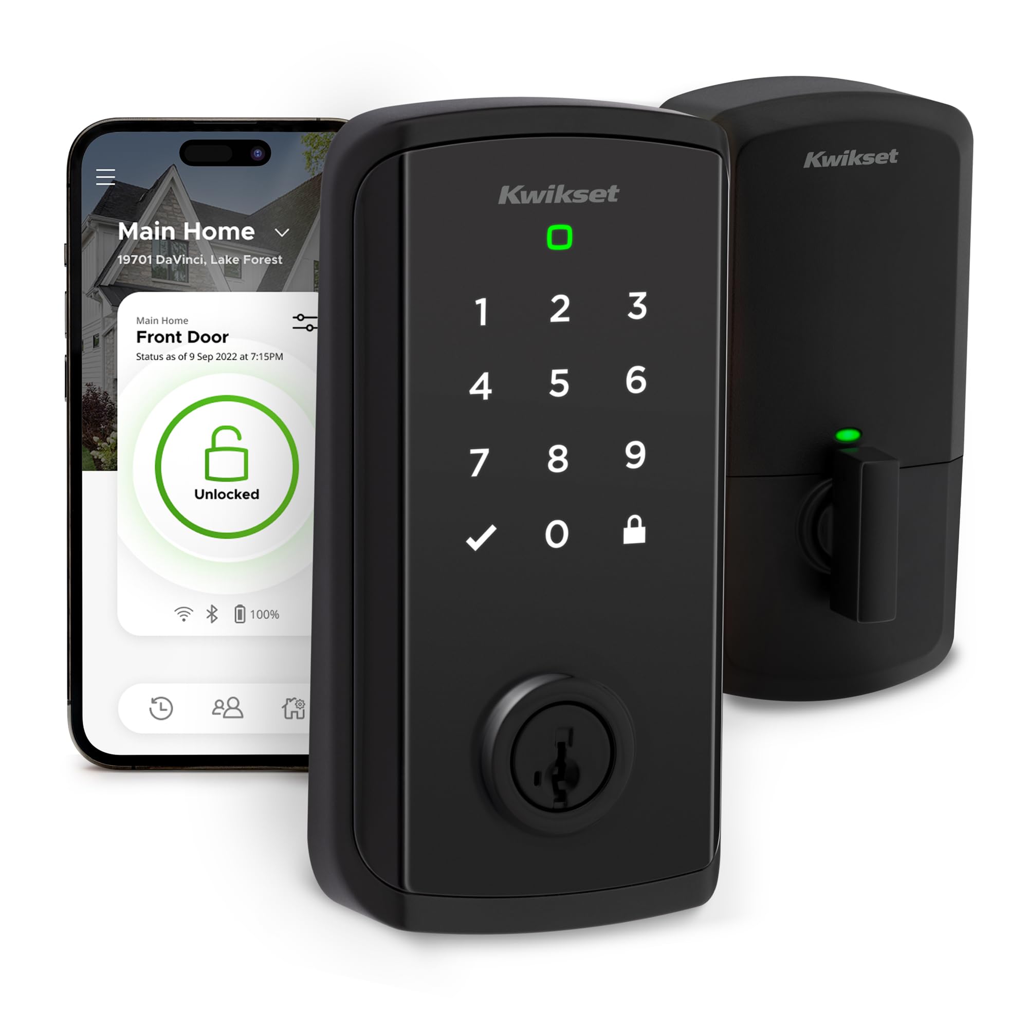 Kwikset Halo Select Smart Lock Keyless Entry Door Lock Wi-Fi And Matter Enabled Deadbolt No Hub Needed, Geofence Auto-Unlock, Grade Aaa , Easy Install, Matte Black Lifetime Finish 