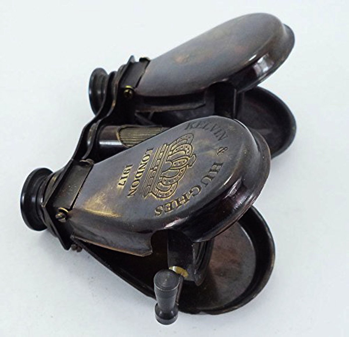 Parijat Handicraft Collectibles  ly Made Double Leaf Spy Glass Antique Pocket Folding Brass Binocular