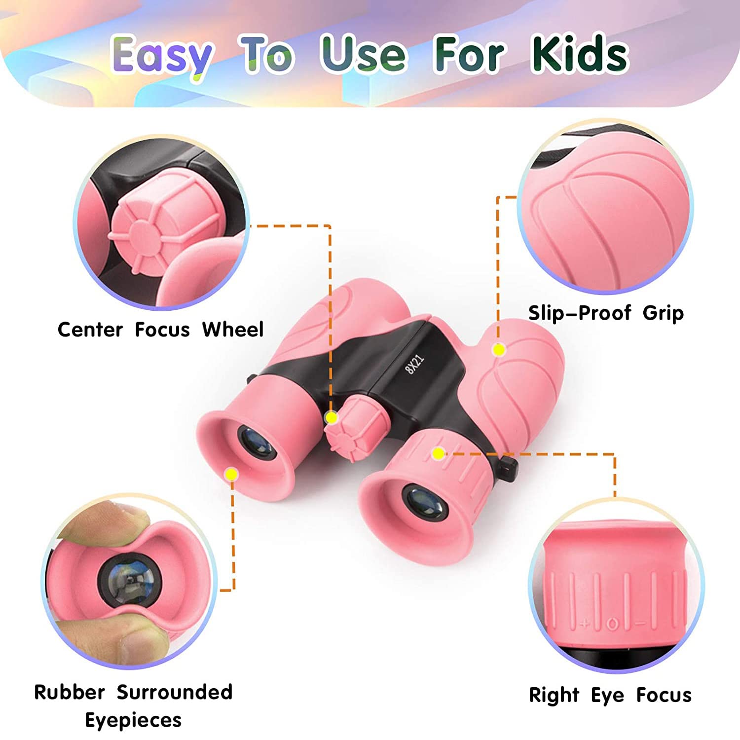 Tezilon Binoculars For Kids,Compact Kids Binoculars 8X21 High-Resolution For Bird Watching, Camping, Exploration, Hiking, Hunting, Sports Events And Safari Park  For 3-12 Year Boys Girls